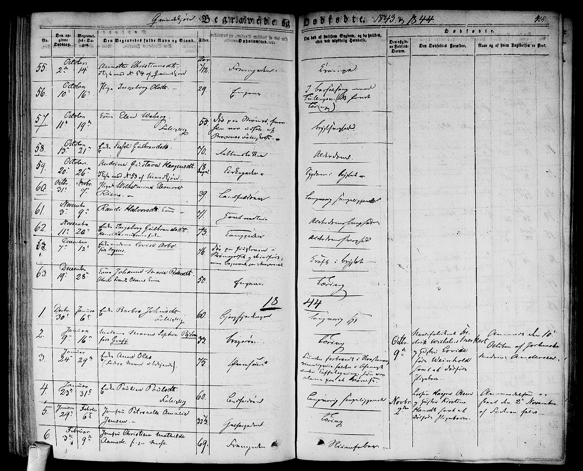 Bragernes kirkebøker, SAKO/A-6/F/Fb/L0001: Parish register (official) no. II 1, 1830-1847, p. 424