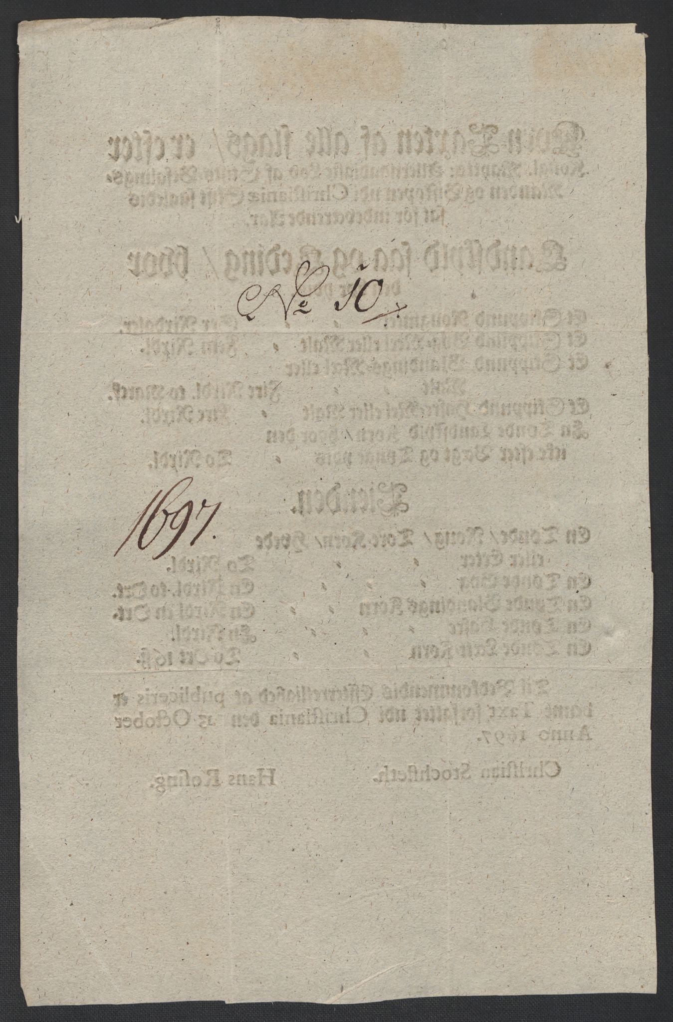 Rentekammeret inntil 1814, Reviderte regnskaper, Fogderegnskap, RA/EA-4092/R12/L0709: Fogderegnskap Øvre Romerike, 1697, p. 10