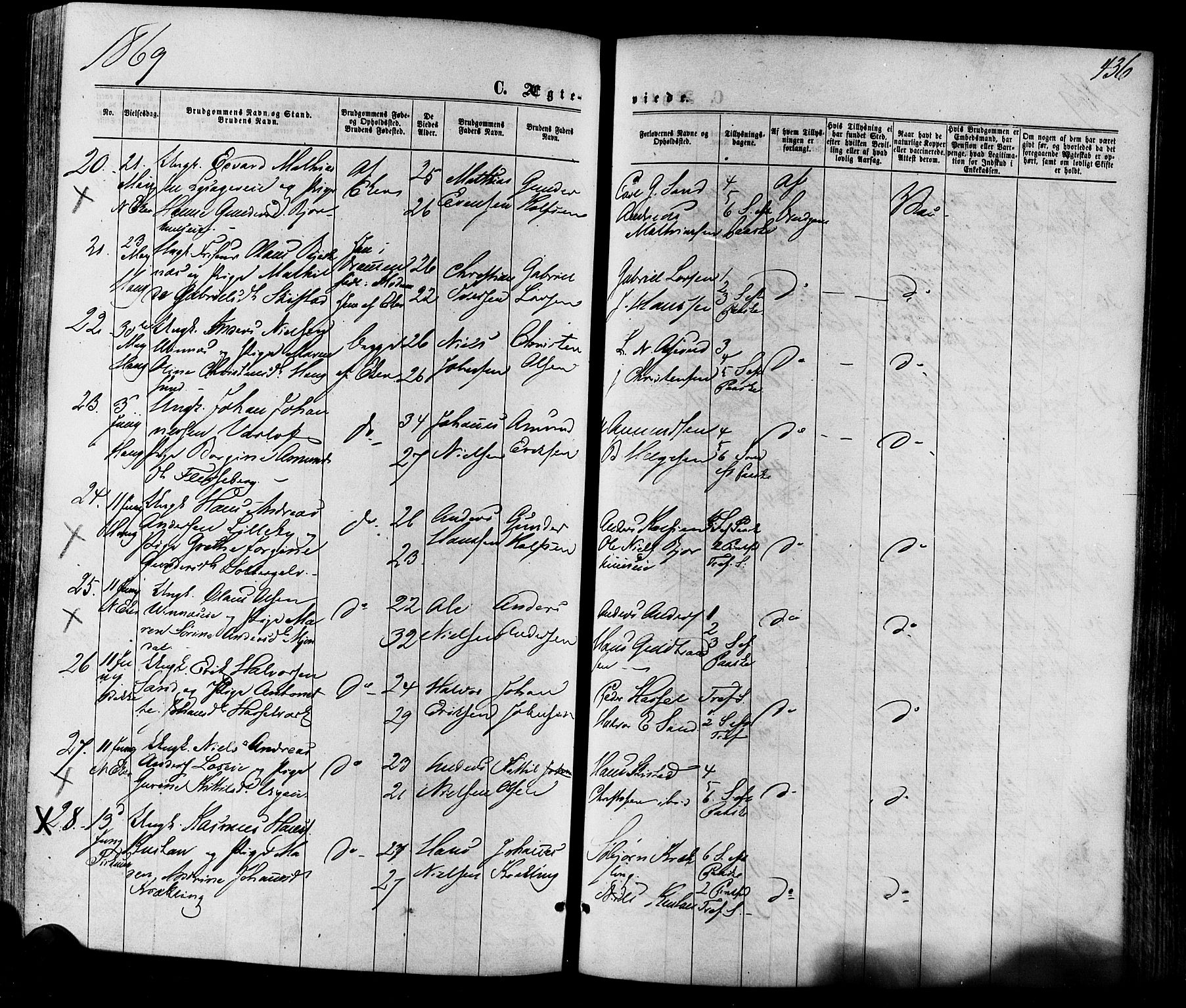 Eiker kirkebøker, AV/SAKO-A-4/F/Fa/L0017: Parish register (official) no. I 17, 1869-1877, p. 436