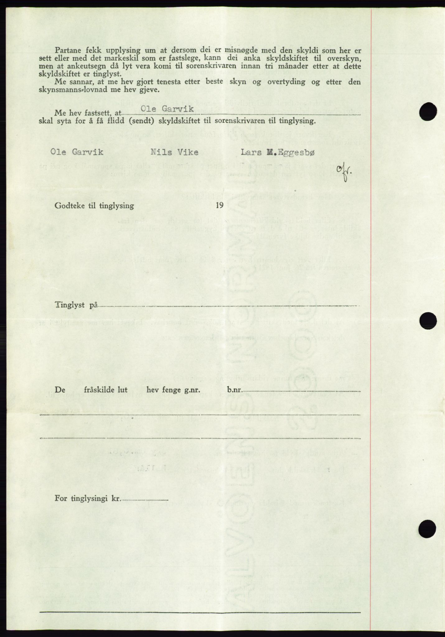 Søre Sunnmøre sorenskriveri, AV/SAT-A-4122/1/2/2C/L0075: Mortgage book no. 1A, 1943-1943, Diary no: : 353/1943