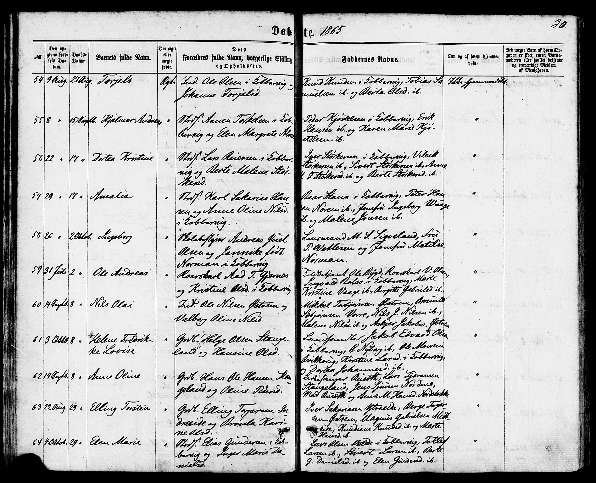 Avaldsnes sokneprestkontor, SAST/A -101851/H/Ha/Haa/L0011: Parish register (official) no. A 11, 1861-1880, p. 30