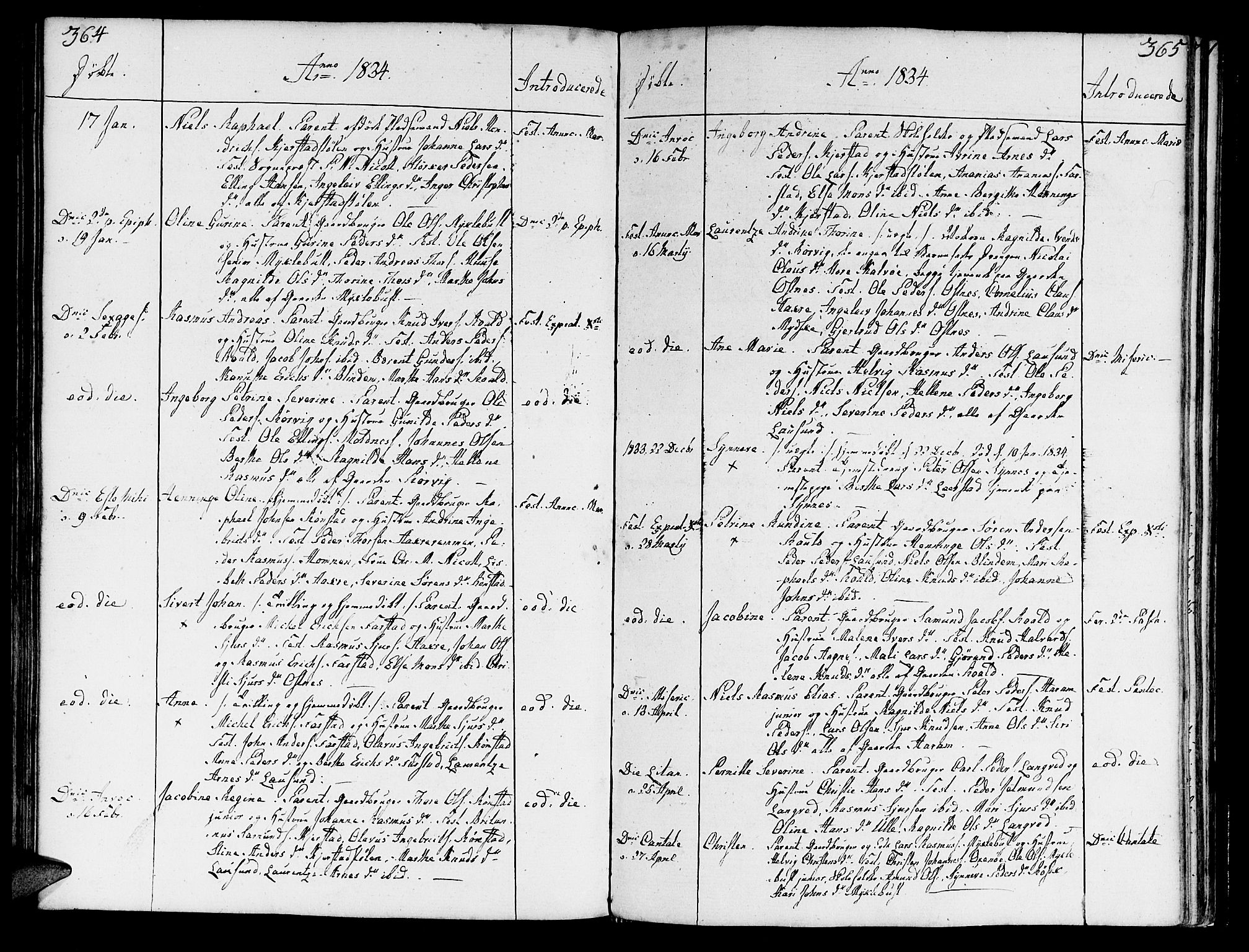 Ministerialprotokoller, klokkerbøker og fødselsregistre - Møre og Romsdal, SAT/A-1454/536/L0494: Parish register (official) no. 536A03, 1803-1836, p. 364-365