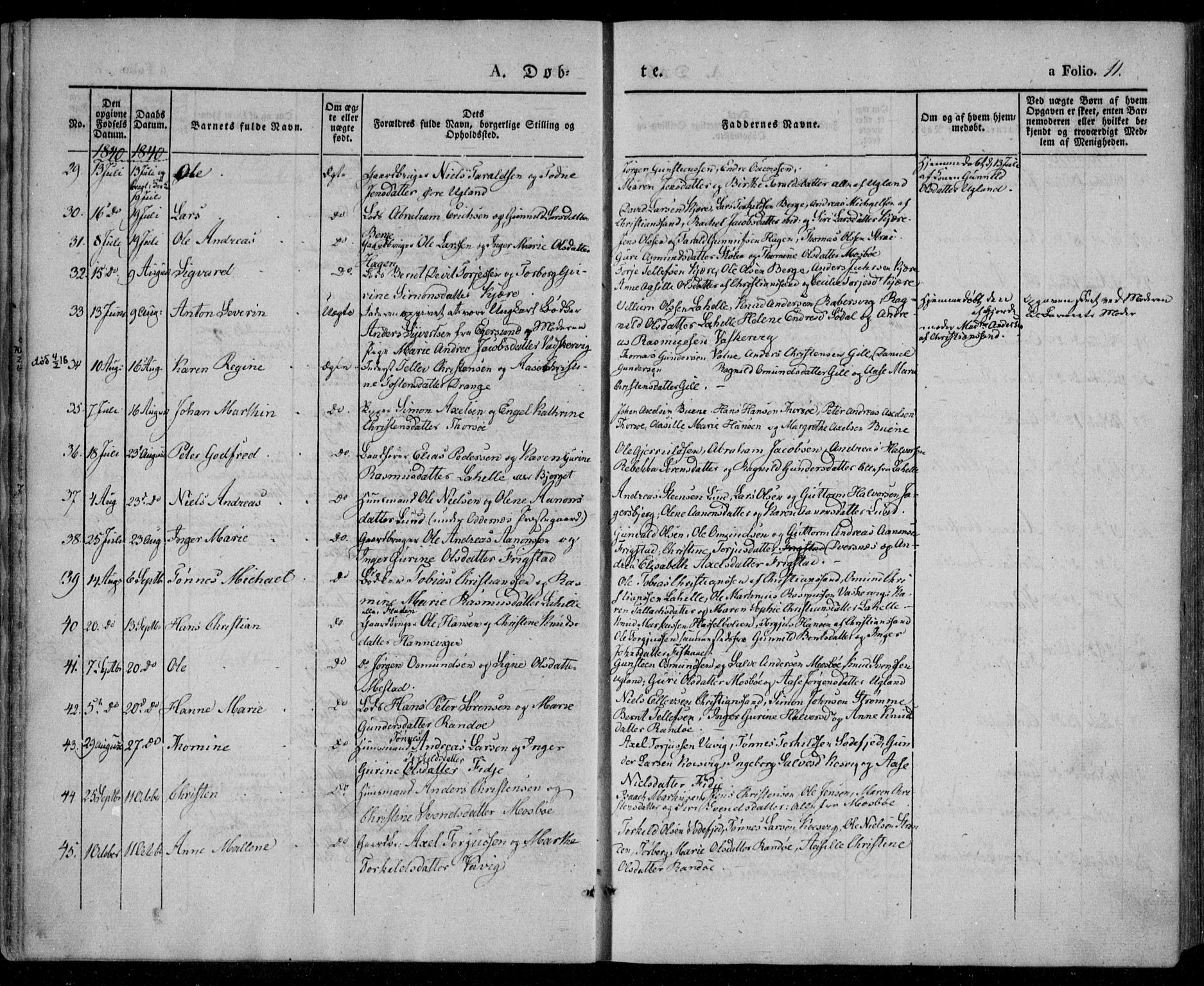 Oddernes sokneprestkontor, AV/SAK-1111-0033/F/Fa/Faa/L0006: Parish register (official) no. A 6, 1838-1851, p. 11