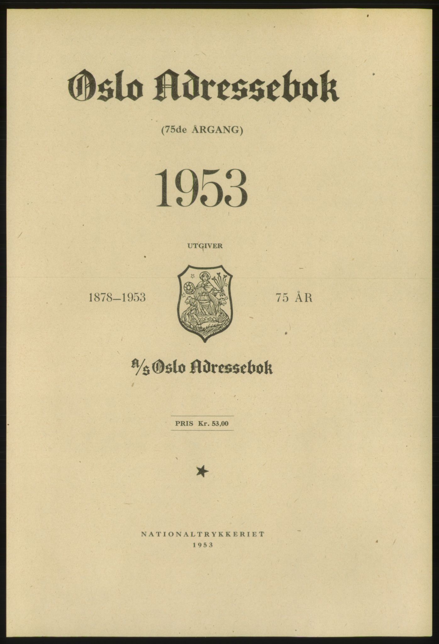 Kristiania/Oslo adressebok, PUBL/-, 1953