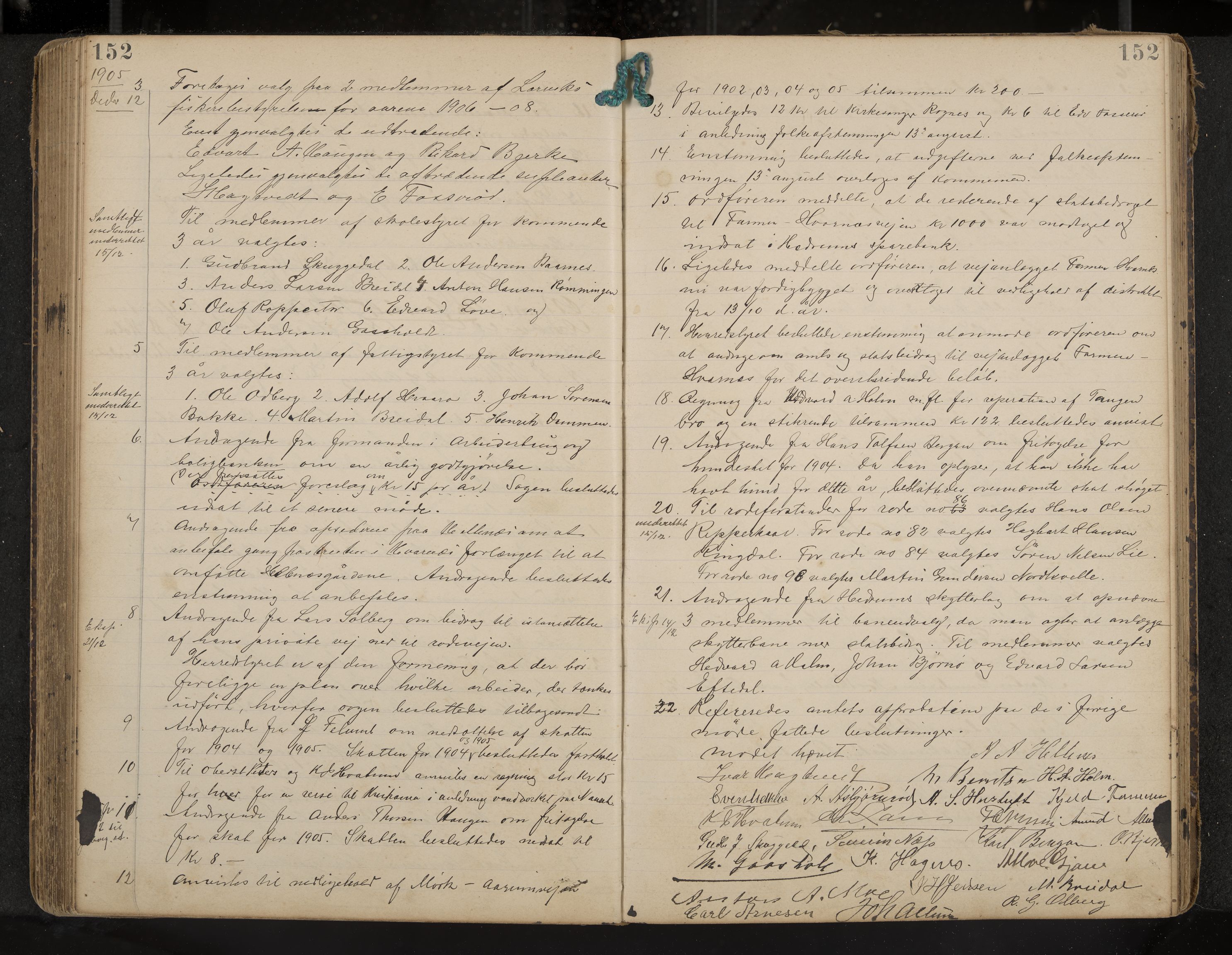 Hedrum formannskap og sentraladministrasjon, IKAK/0727021/A/Aa/L0005: Møtebok, 1899-1911, p. 152