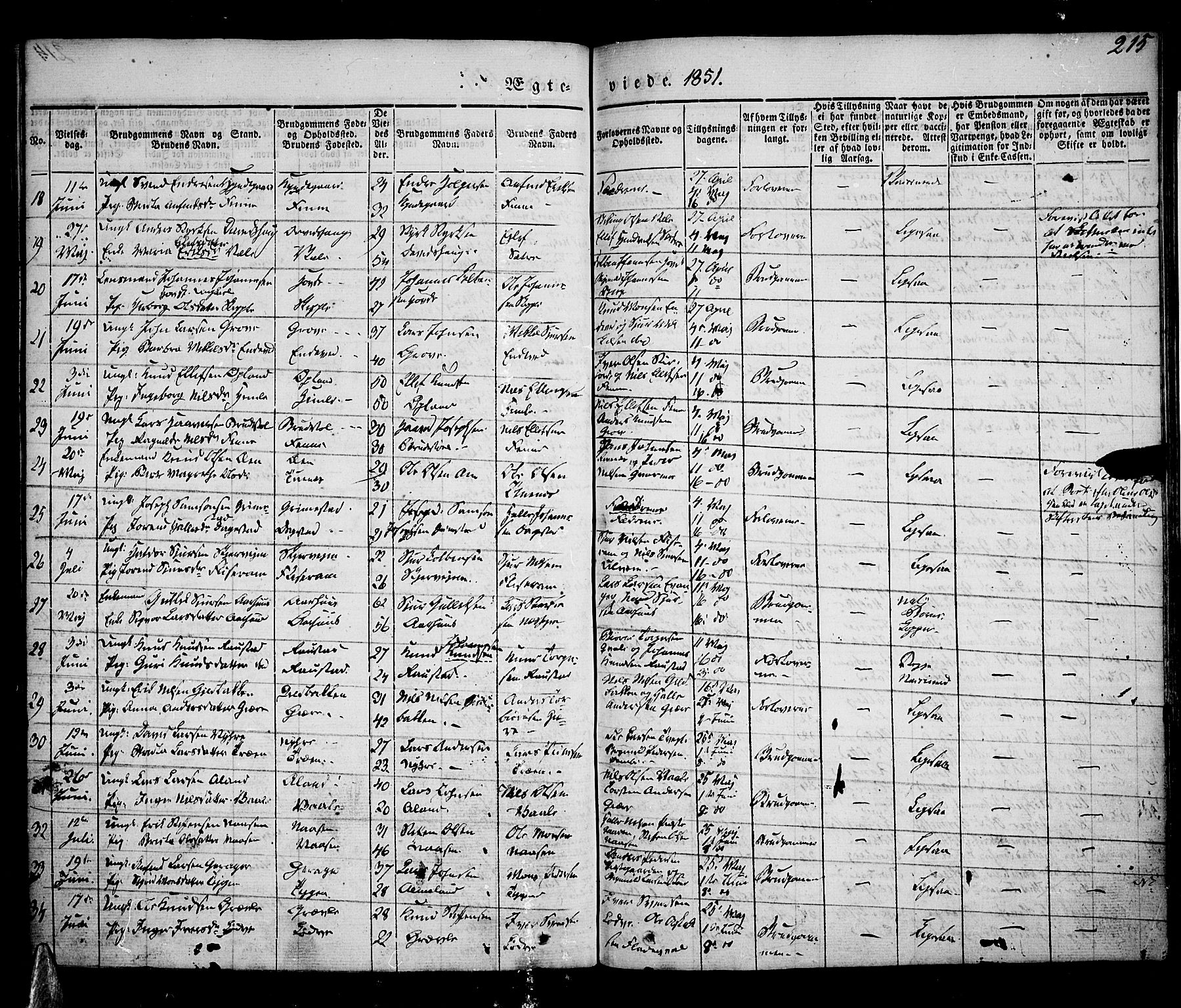 Voss sokneprestembete, AV/SAB-A-79001/H/Haa: Parish register (official) no. A 13, 1836-1851, p. 215