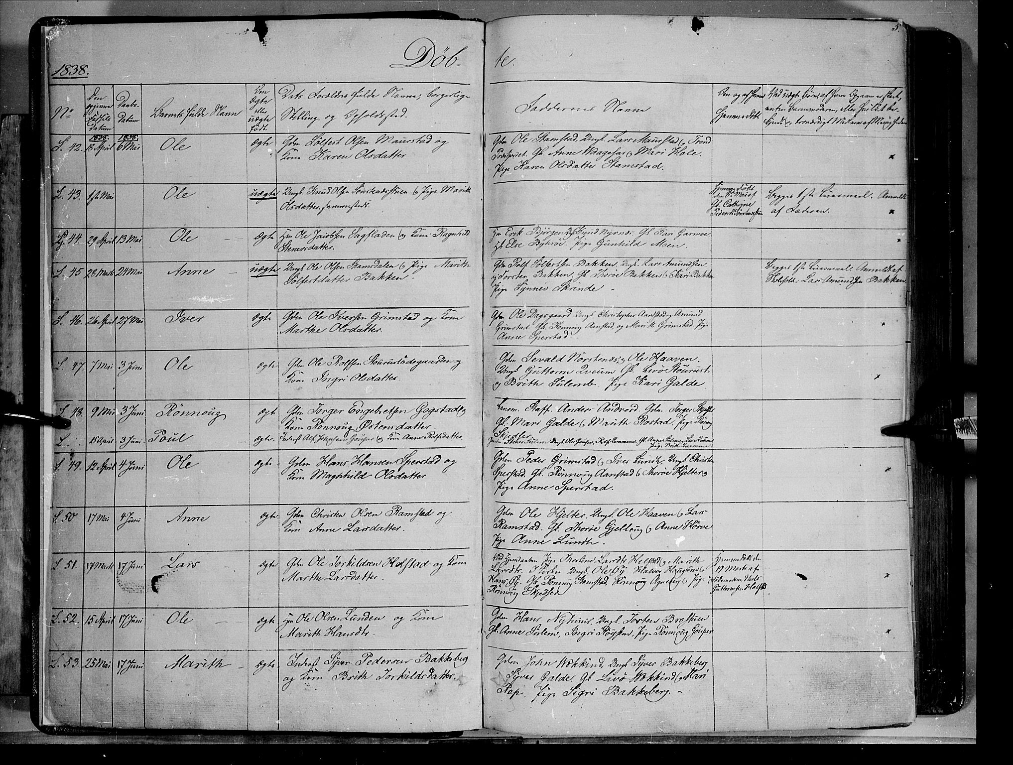Lom prestekontor, SAH/PREST-070/K/L0006: Parish register (official) no. 6A, 1837-1863, p. 5