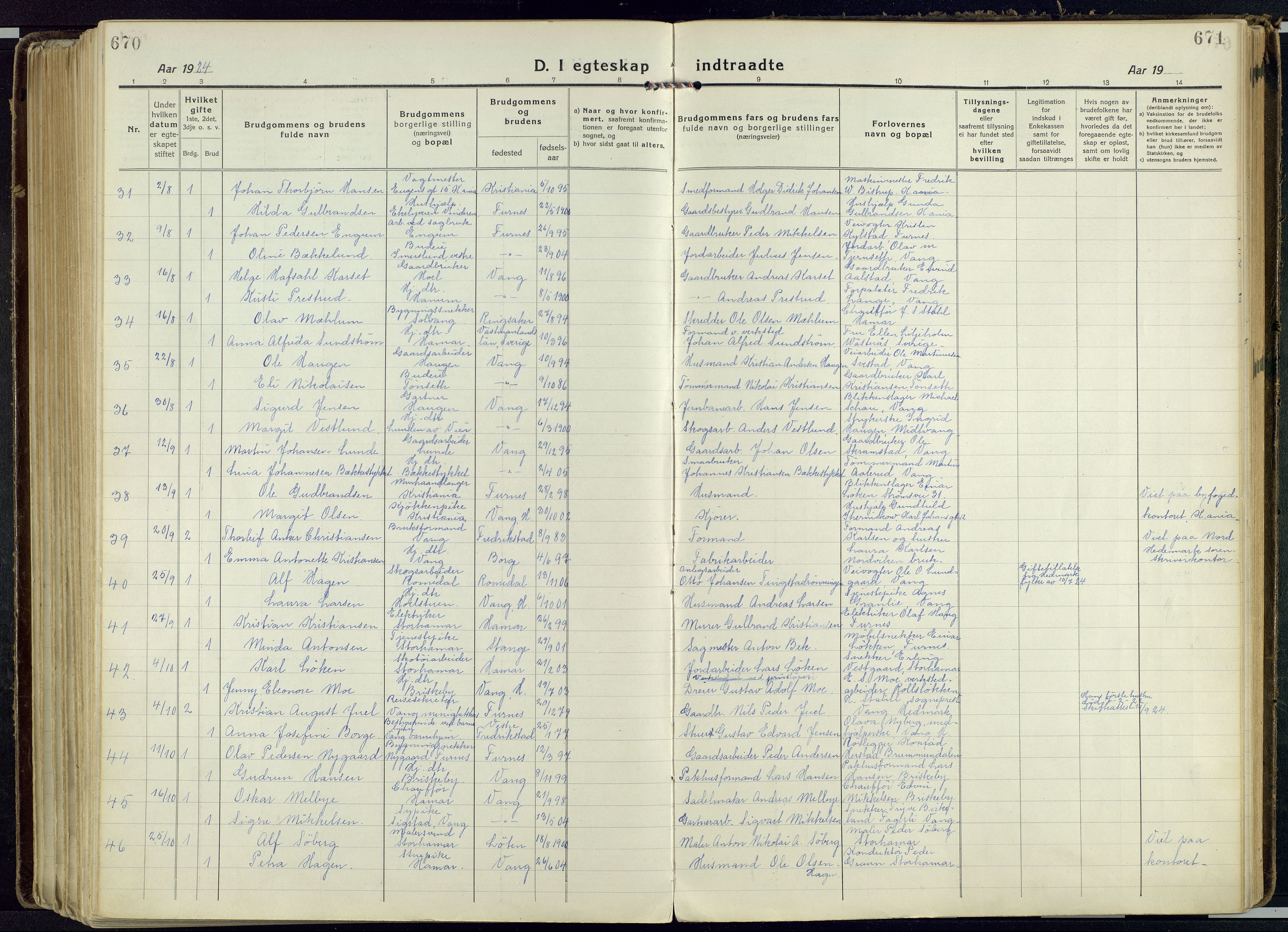 Vang prestekontor, Hedmark, AV/SAH-PREST-008/H/Ha/Haa/L0022: Parish register (official) no. 22, 1918-1944, p. 670-671