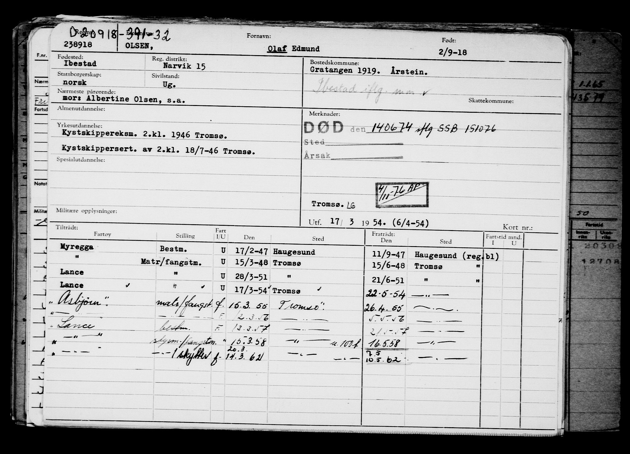 Direktoratet for sjømenn, AV/RA-S-3545/G/Gb/L0162: Hovedkort, 1918, p. 49