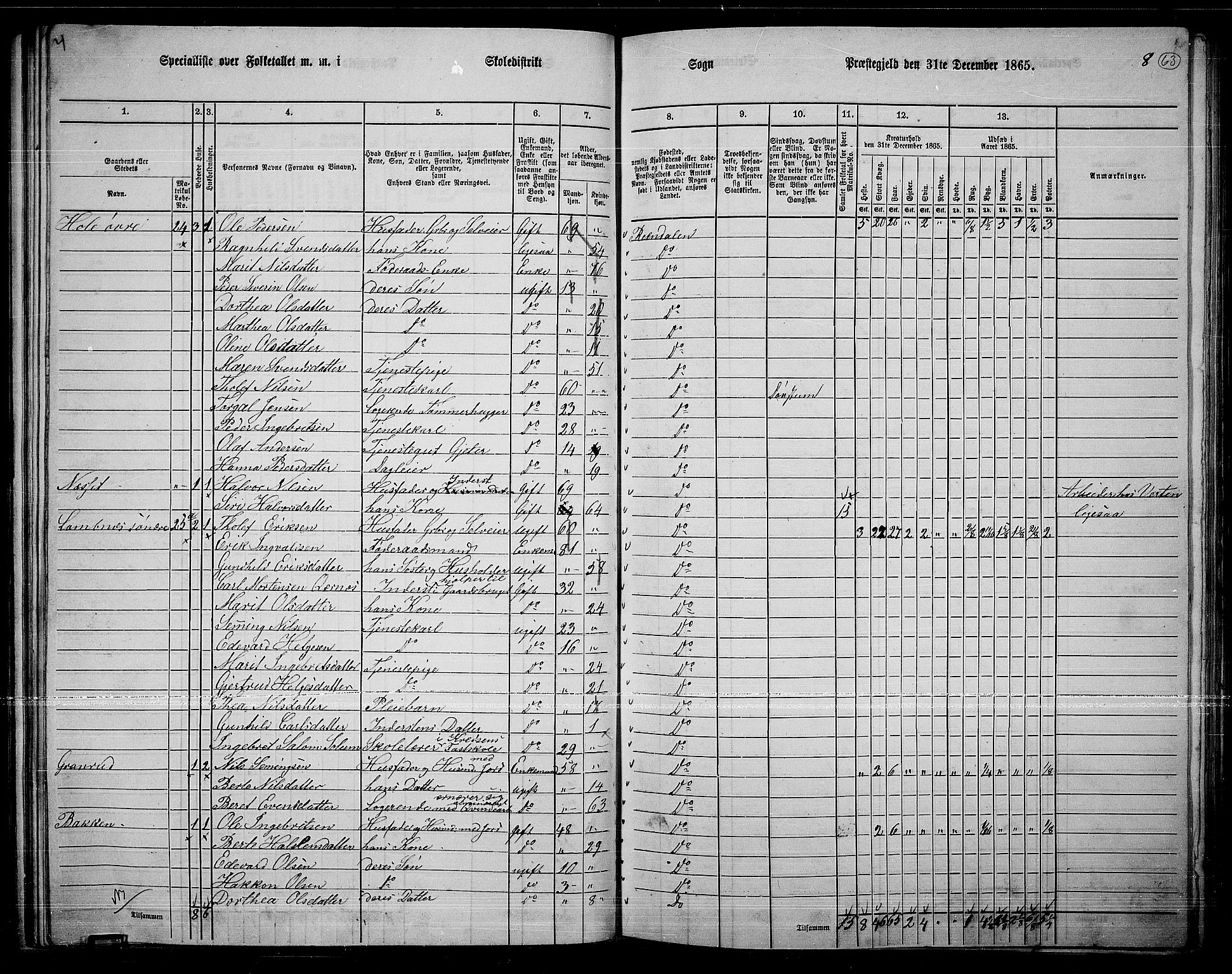 RA, 1865 census for Rendalen, 1865, p. 56