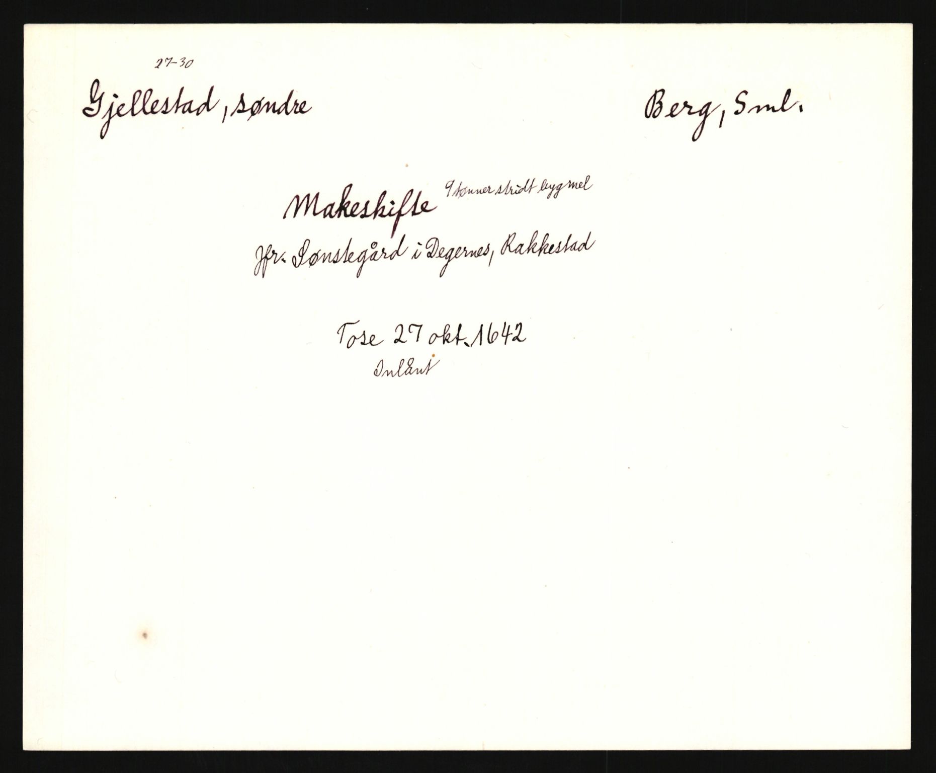 Riksarkivets diplomsamling, AV/RA-EA-5965/F35/F35e/L0002: Registreringssedler Østfold 2, 1300-1900, p. 613