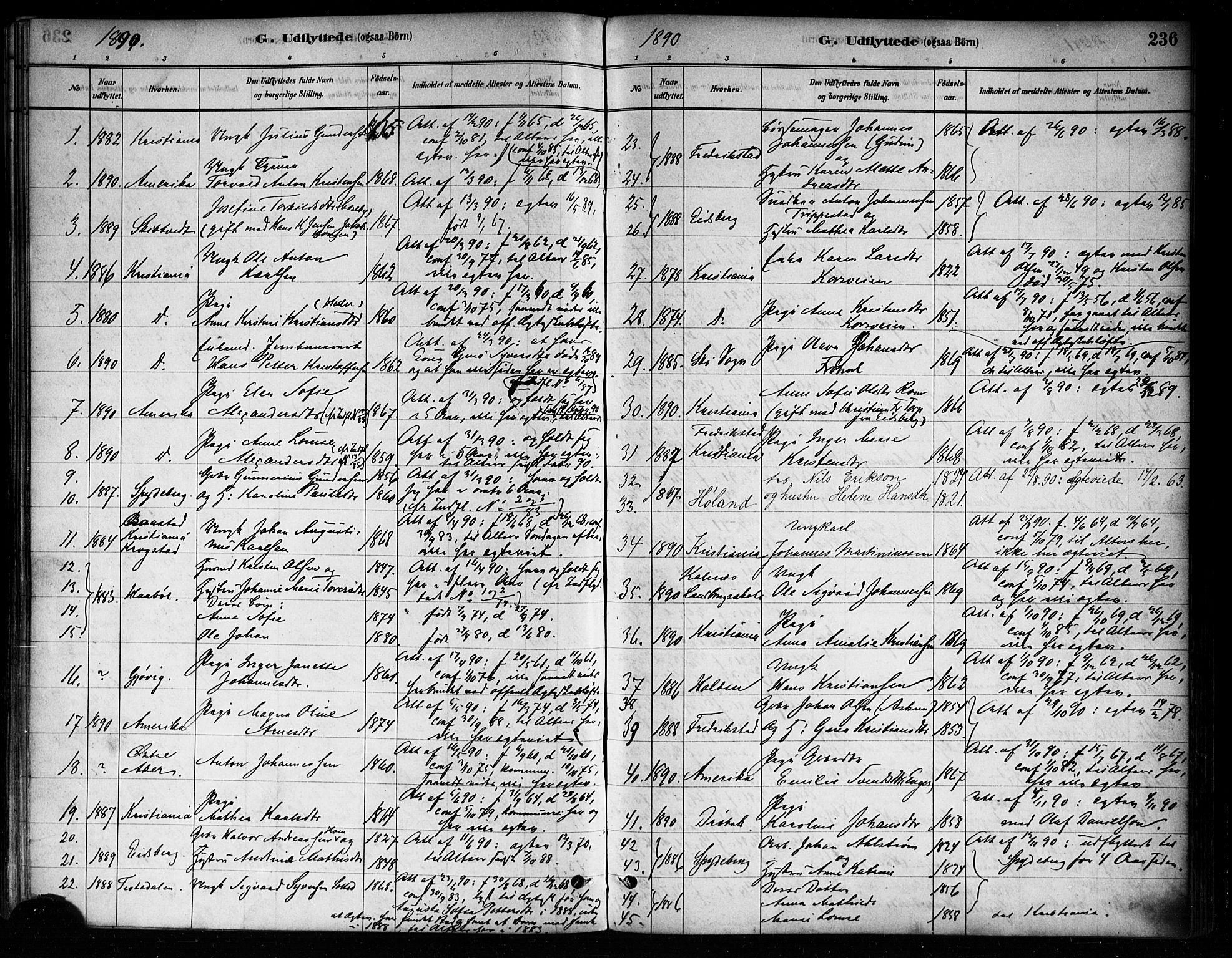 Askim prestekontor Kirkebøker, SAO/A-10900/F/Fa/L0007: Parish register (official) no. 7, 1882-1897, p. 236