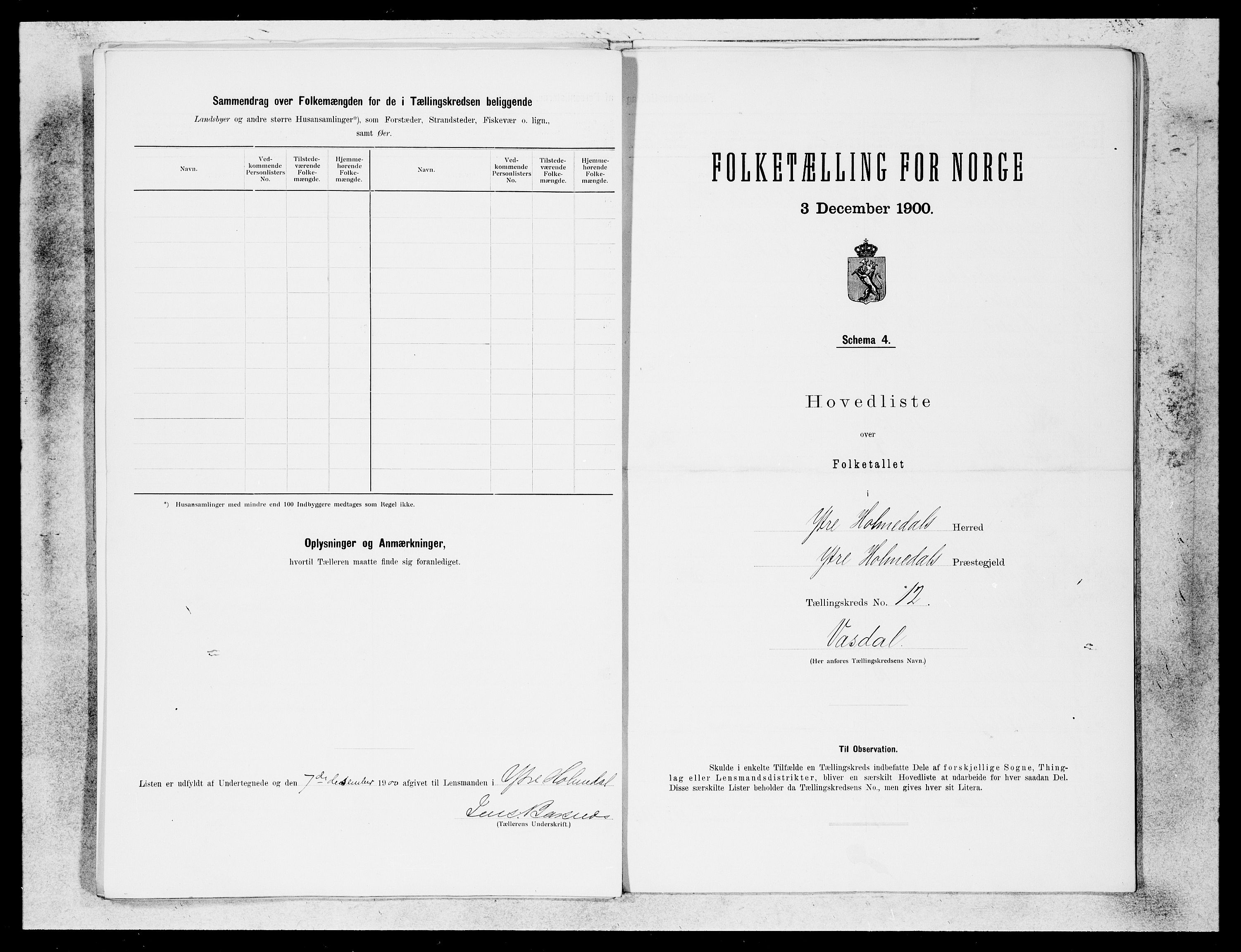 SAB, 1900 census for Ytre Holmedal, 1900, p. 25