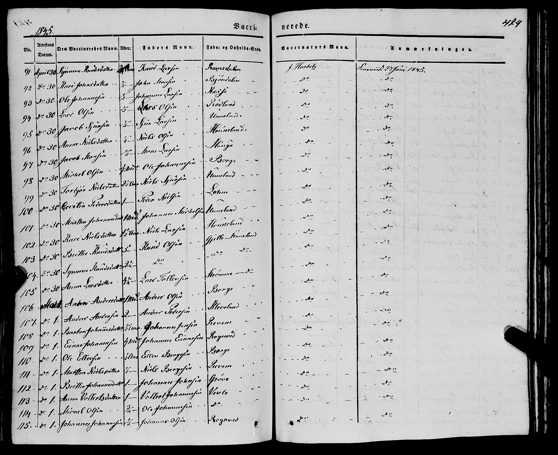 Haus sokneprestembete, AV/SAB-A-75601/H/Haa: Parish register (official) no. A 15, 1838-1847, p. 424