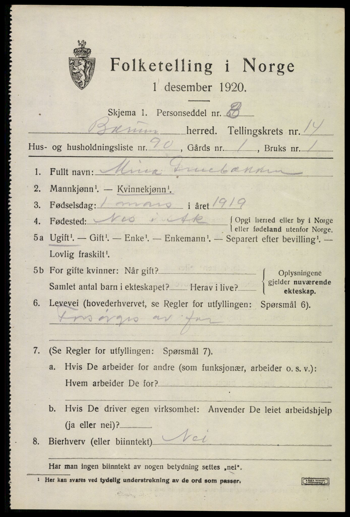 SAO, 1920 census for Bærum, 1920, p. 42272