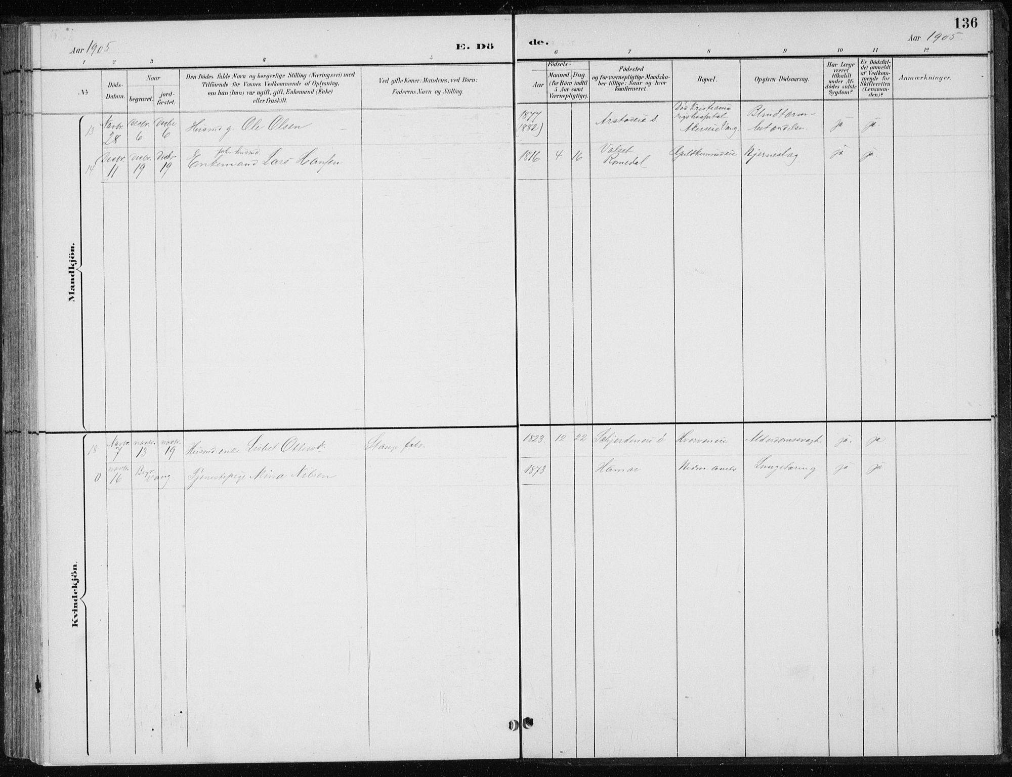 Stange prestekontor, AV/SAH-PREST-002/L/L0010: Parish register (copy) no. 10, 1894-1905, p. 136