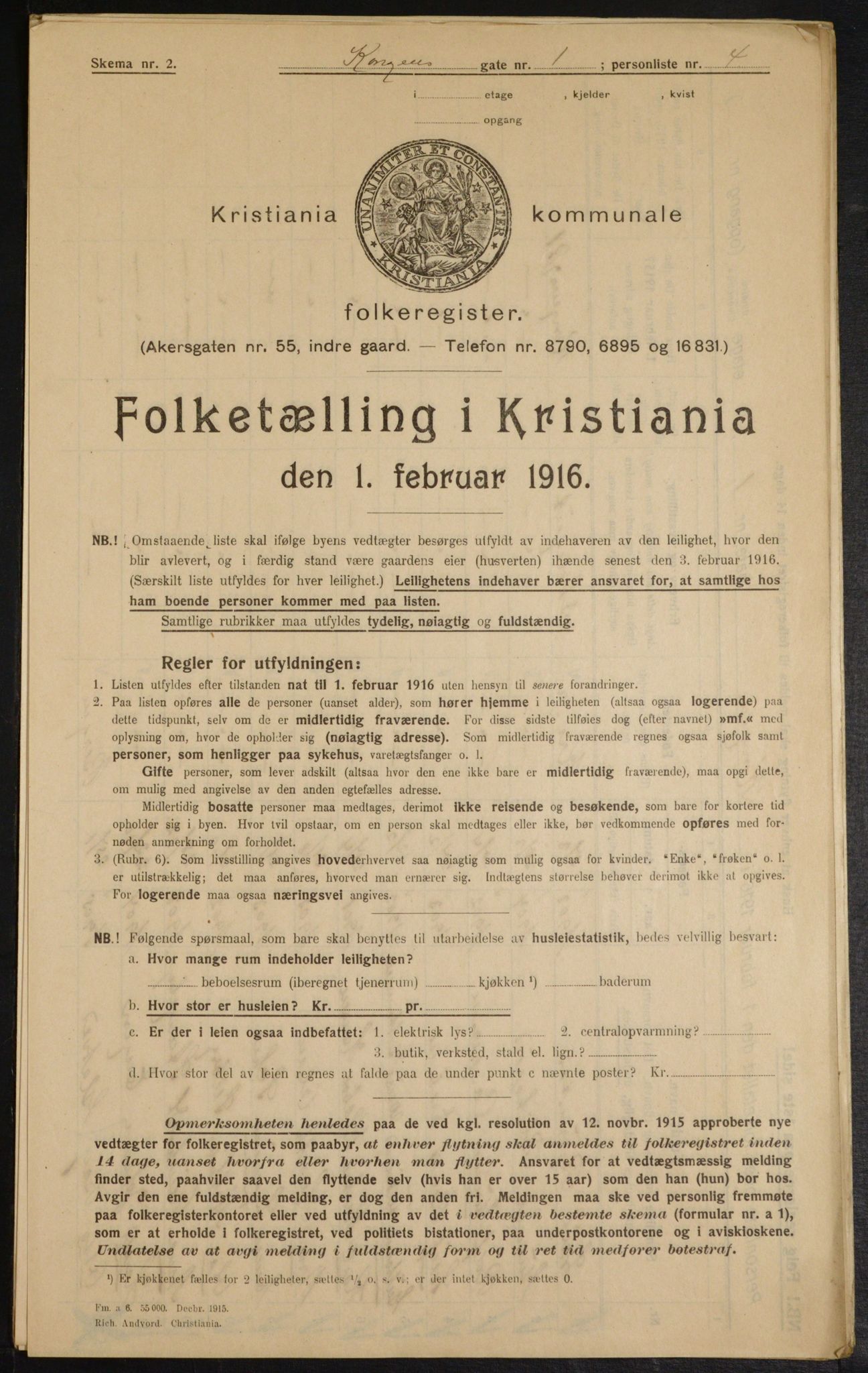 OBA, Municipal Census 1916 for Kristiania, 1916, p. 53564