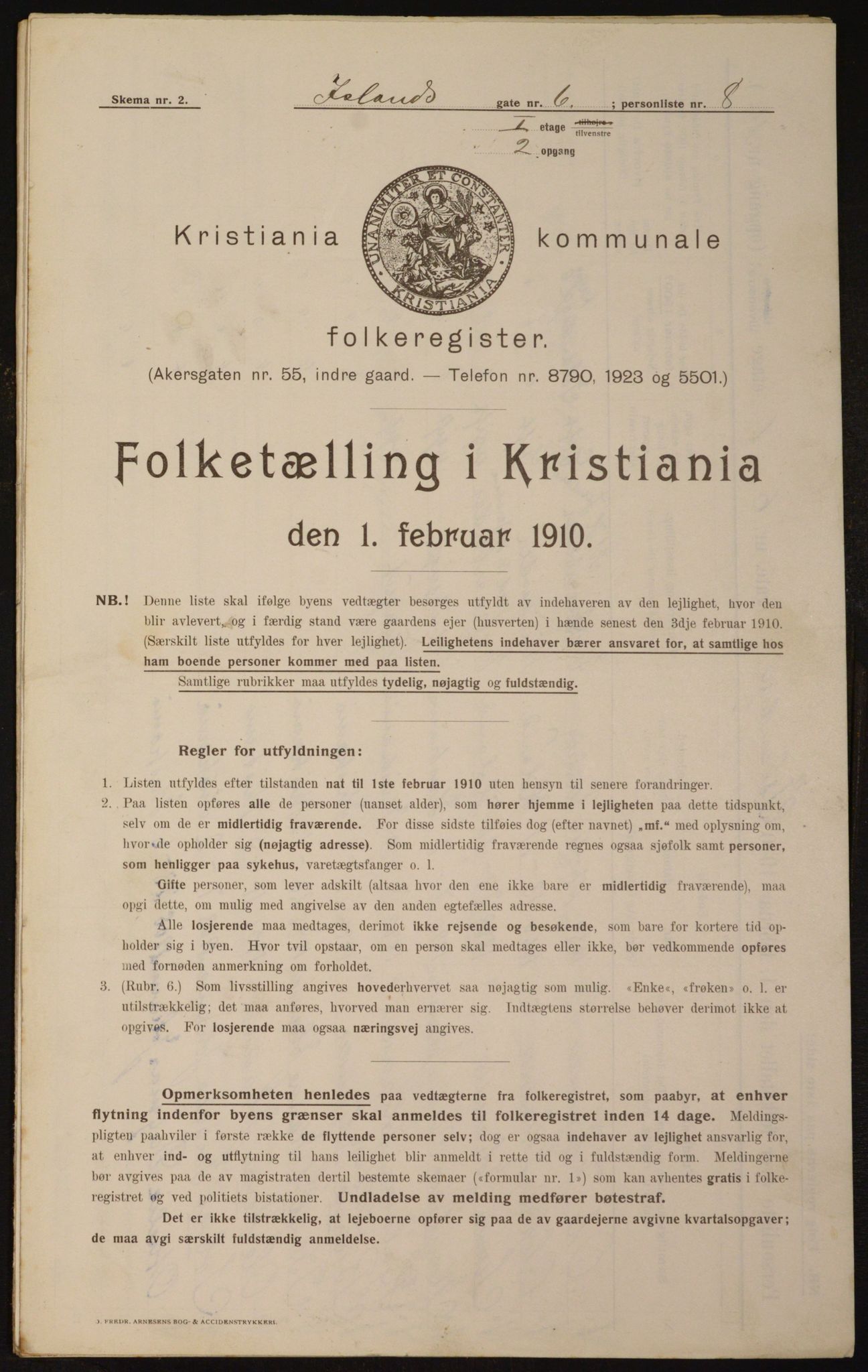 OBA, Municipal Census 1910 for Kristiania, 1910, p. 43429