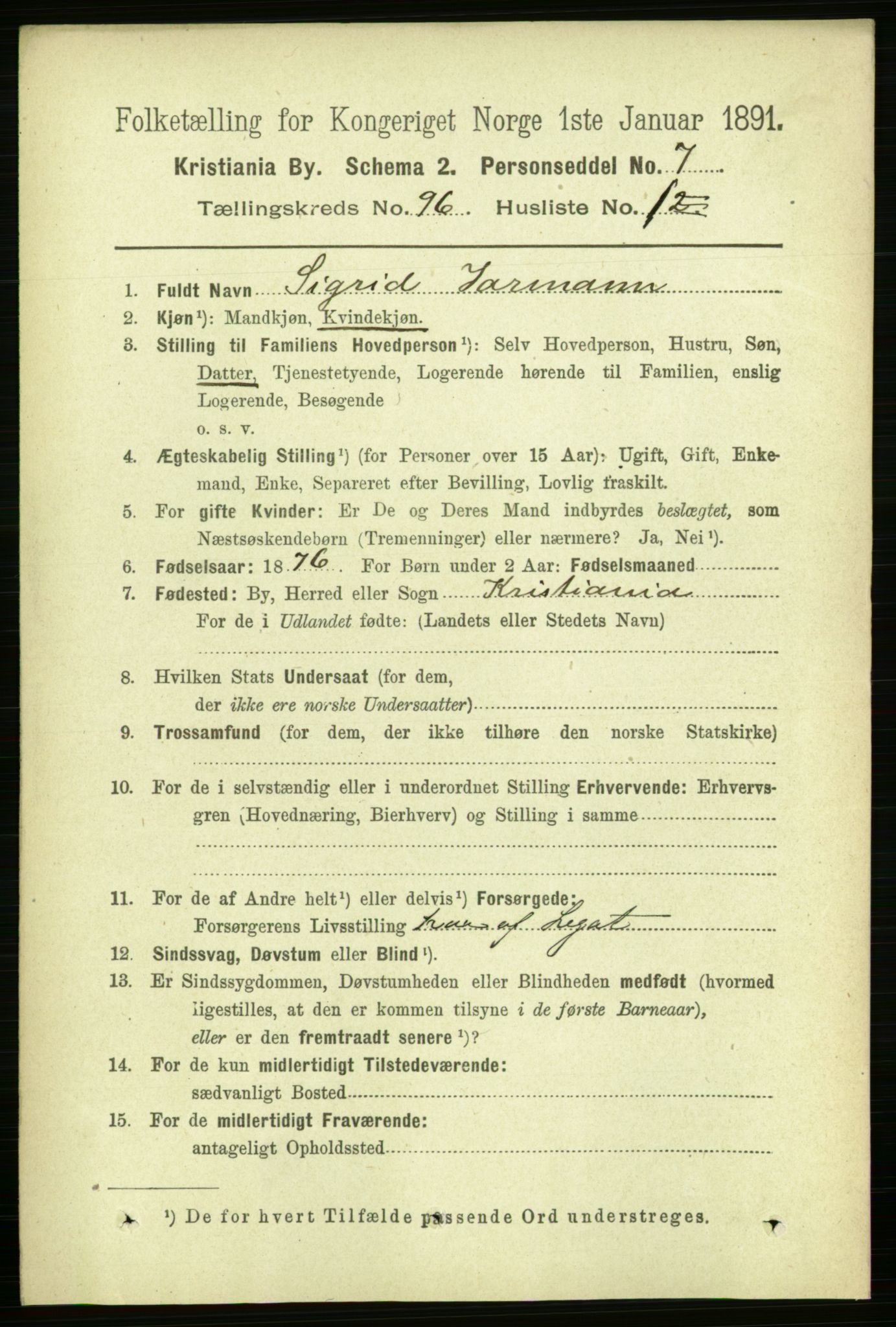 RA, 1891 census for 0301 Kristiania, 1891, p. 46546