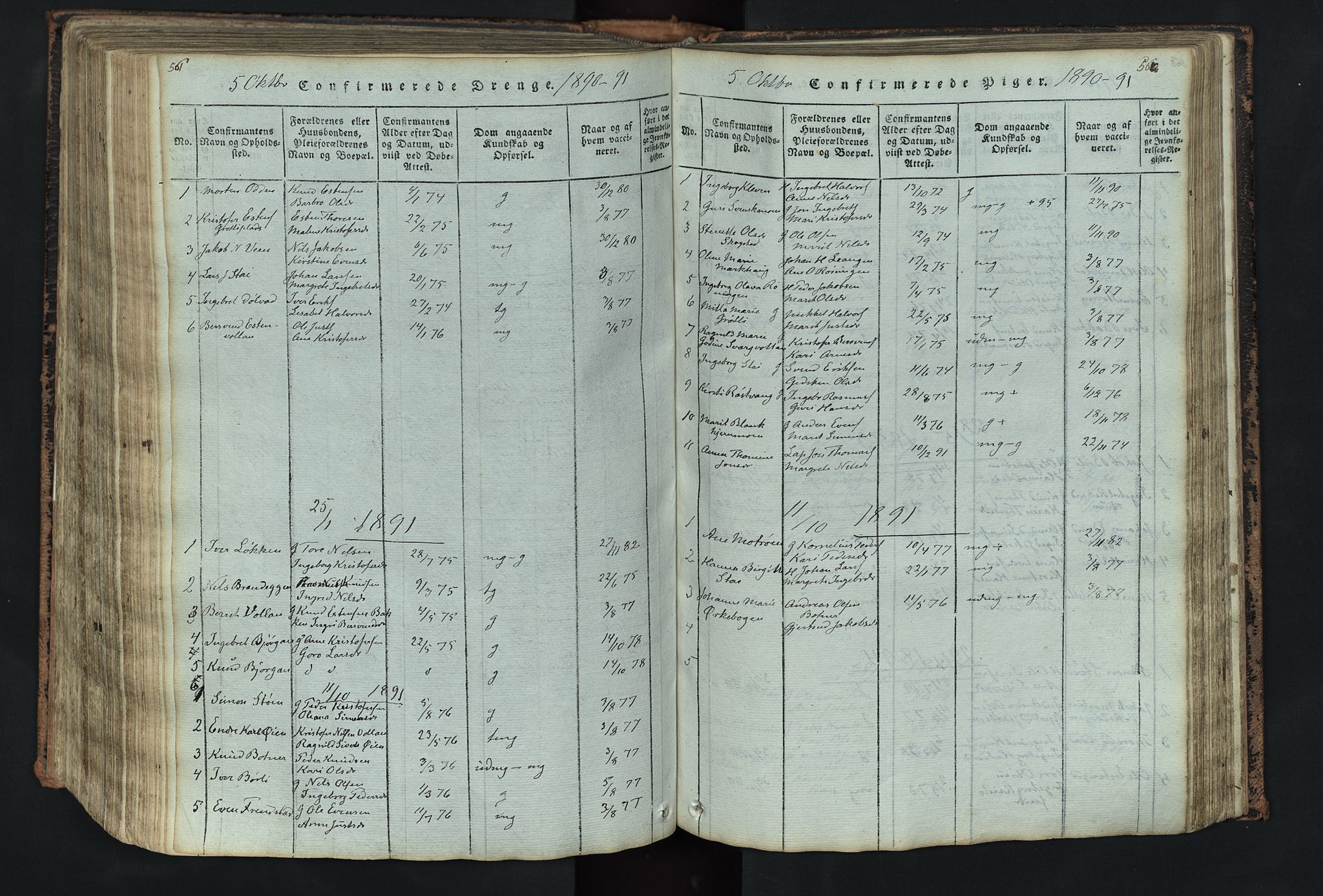 Kvikne prestekontor, SAH/PREST-064/H/Ha/Hab/L0001: Parish register (copy) no. 1, 1815-1895, p. 561-562