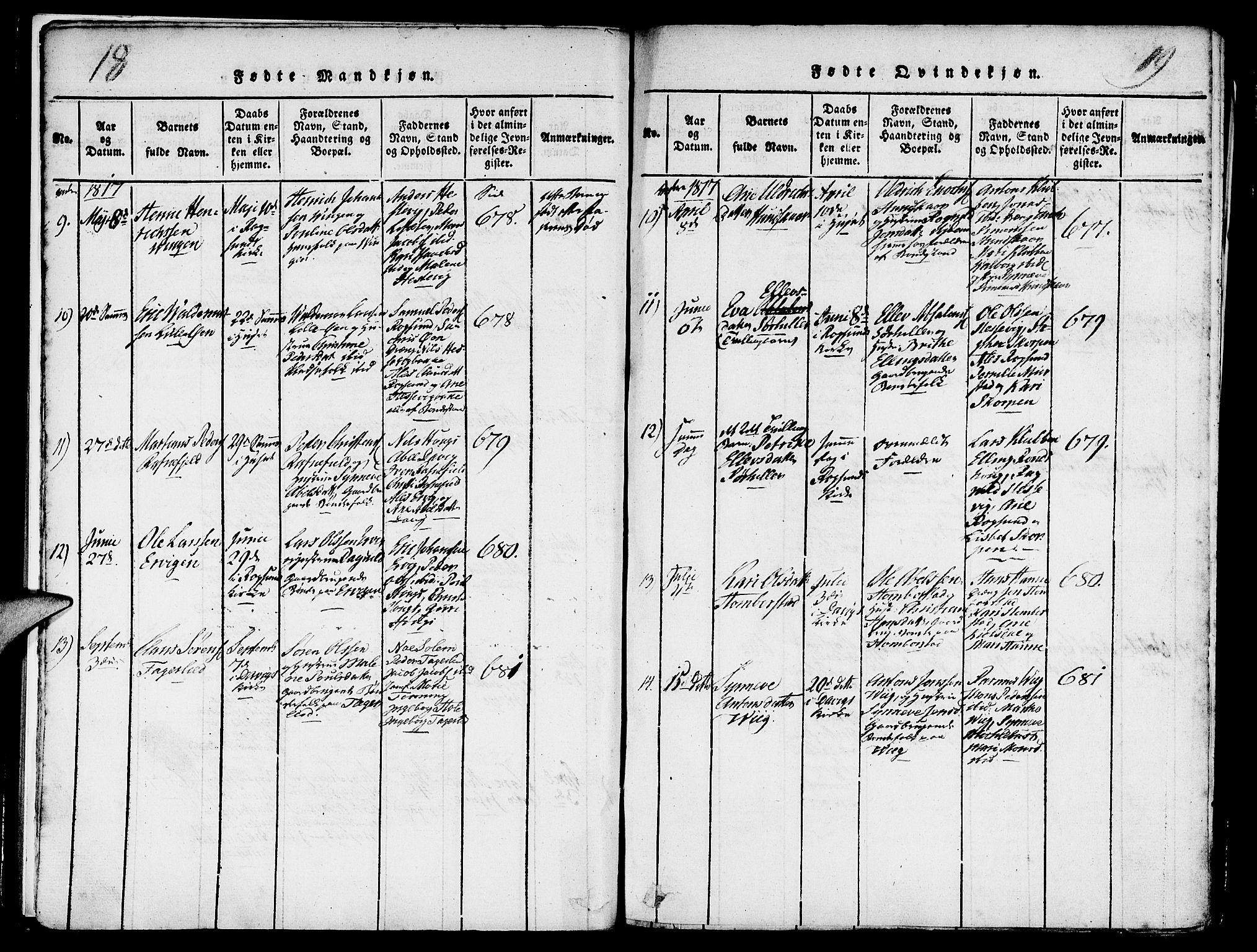 Davik sokneprestembete, AV/SAB-A-79701/H/Haa/Haaa/L0003: Parish register (official) no. A 3, 1816-1830, p. 18-19