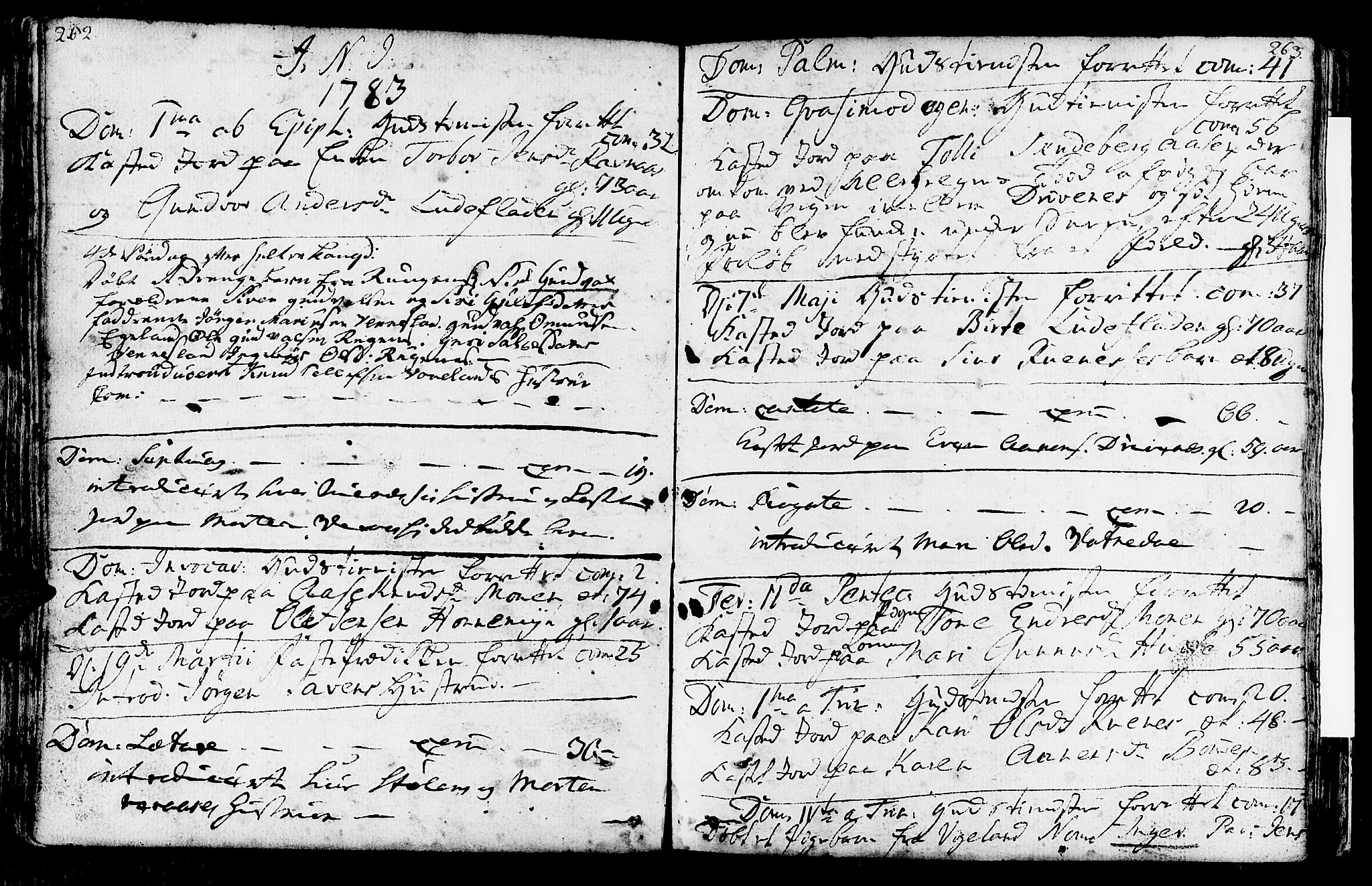 Vennesla sokneprestkontor, AV/SAK-1111-0045/Fa/Fab/L0001: Parish register (official) no. A 1, 1741-1794, p. 262-263