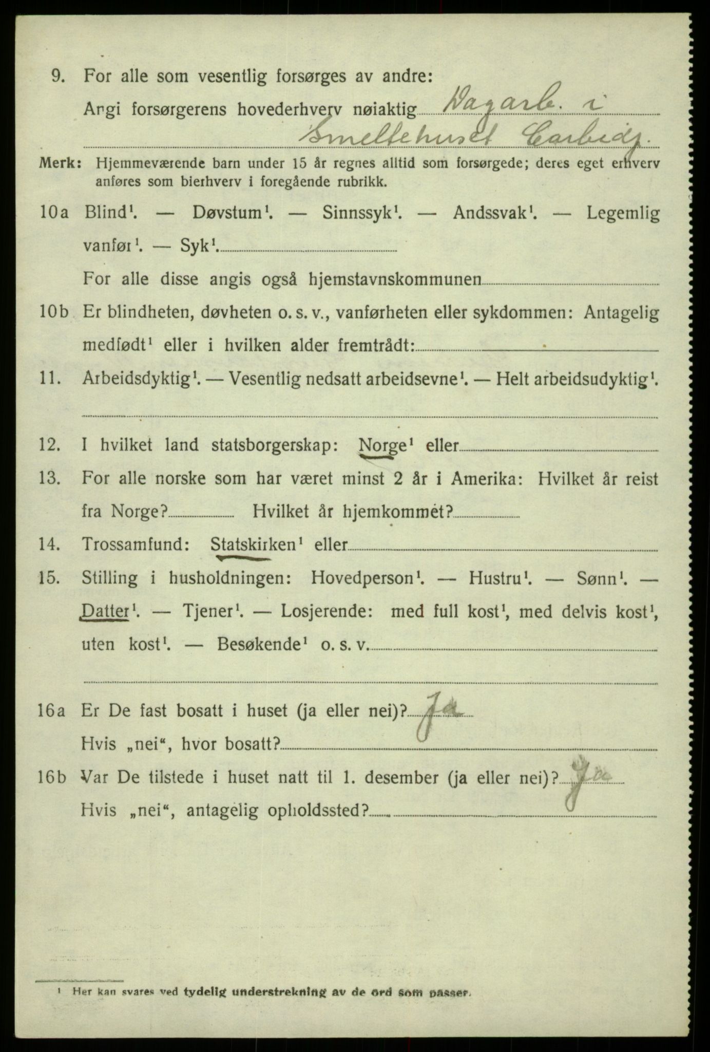 SAB, 1920 census for Odda, 1920, p. 6392