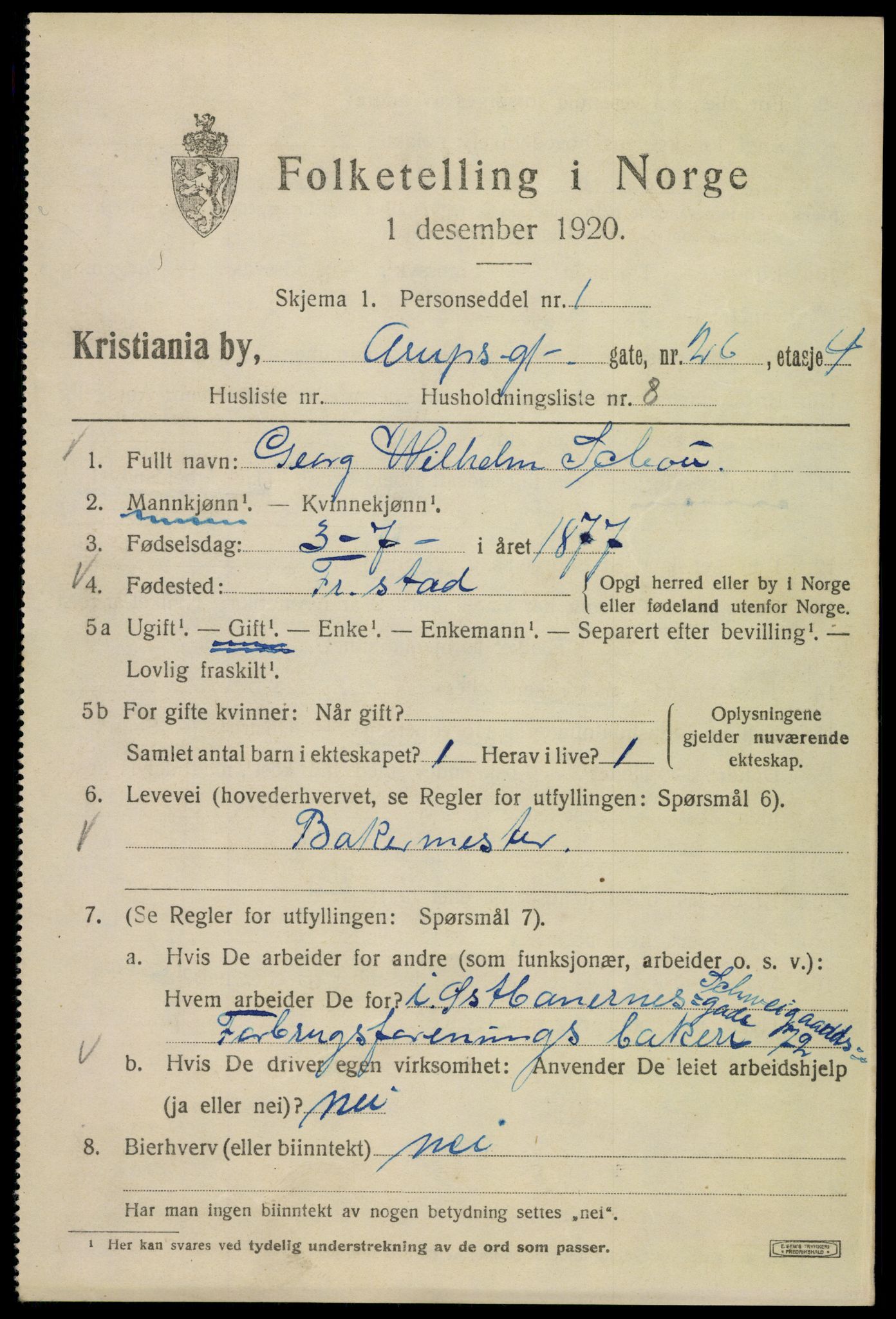 SAO, 1920 census for Kristiania, 1920, p. 146675