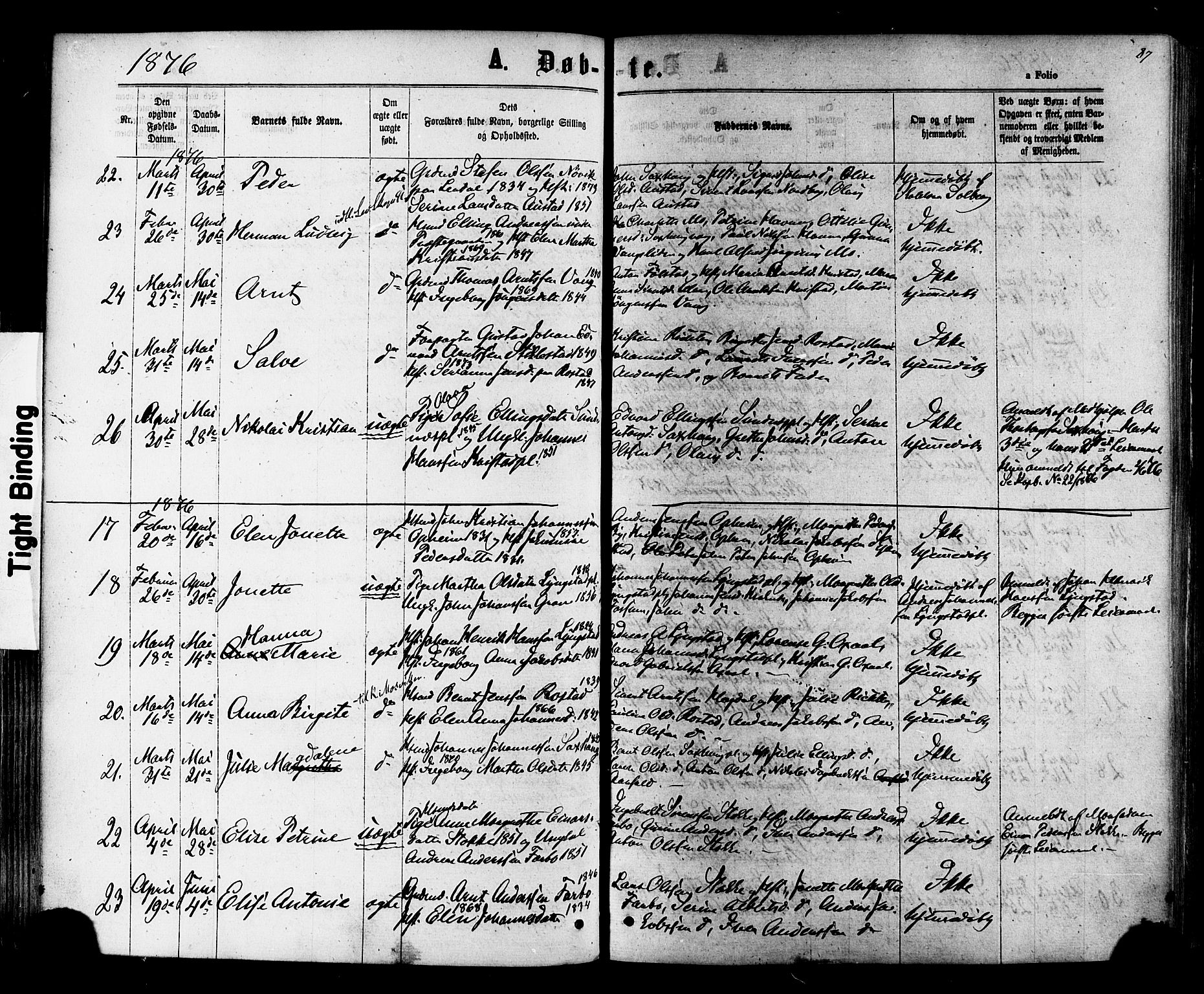 Ministerialprotokoller, klokkerbøker og fødselsregistre - Nord-Trøndelag, AV/SAT-A-1458/730/L0284: Parish register (official) no. 730A09, 1866-1878, p. 87