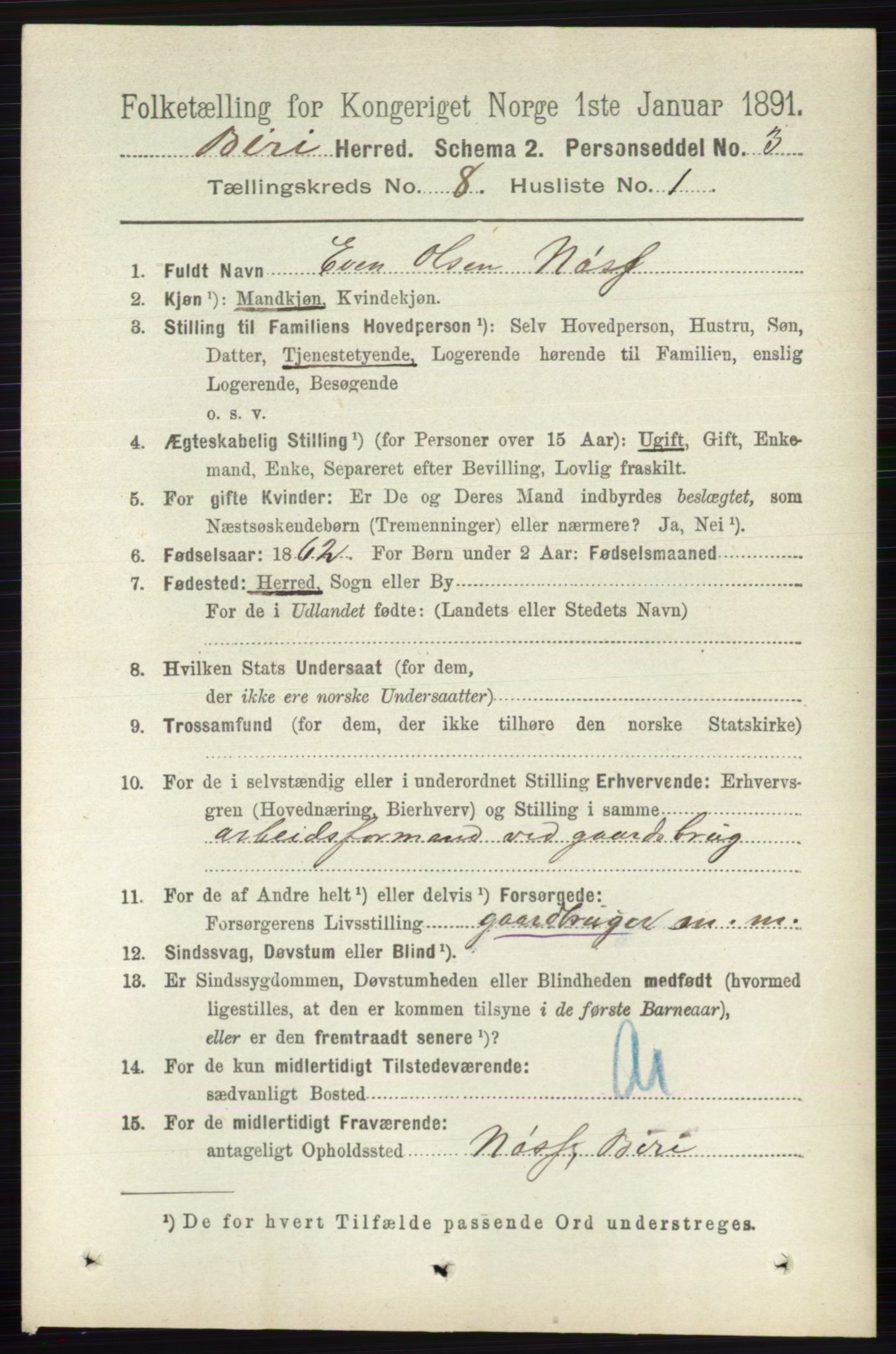 RA, 1891 census for 0525 Biri, 1891, p. 2913