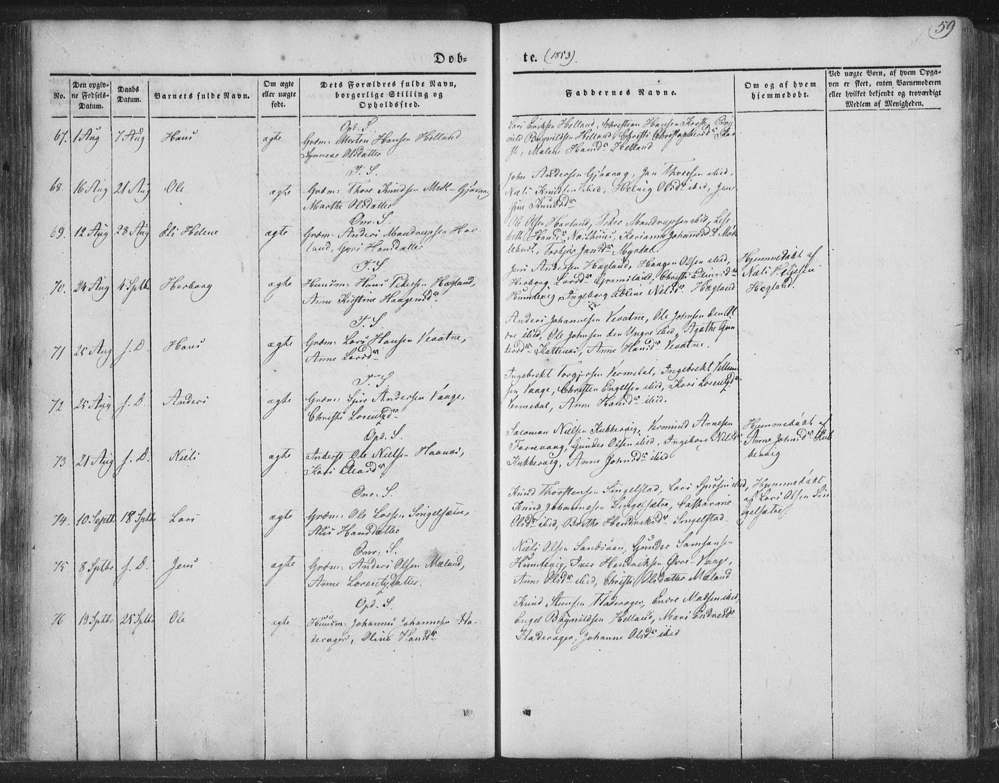 Tysnes sokneprestembete, AV/SAB-A-78601/H/Haa: Parish register (official) no. A 10, 1848-1859, p. 59