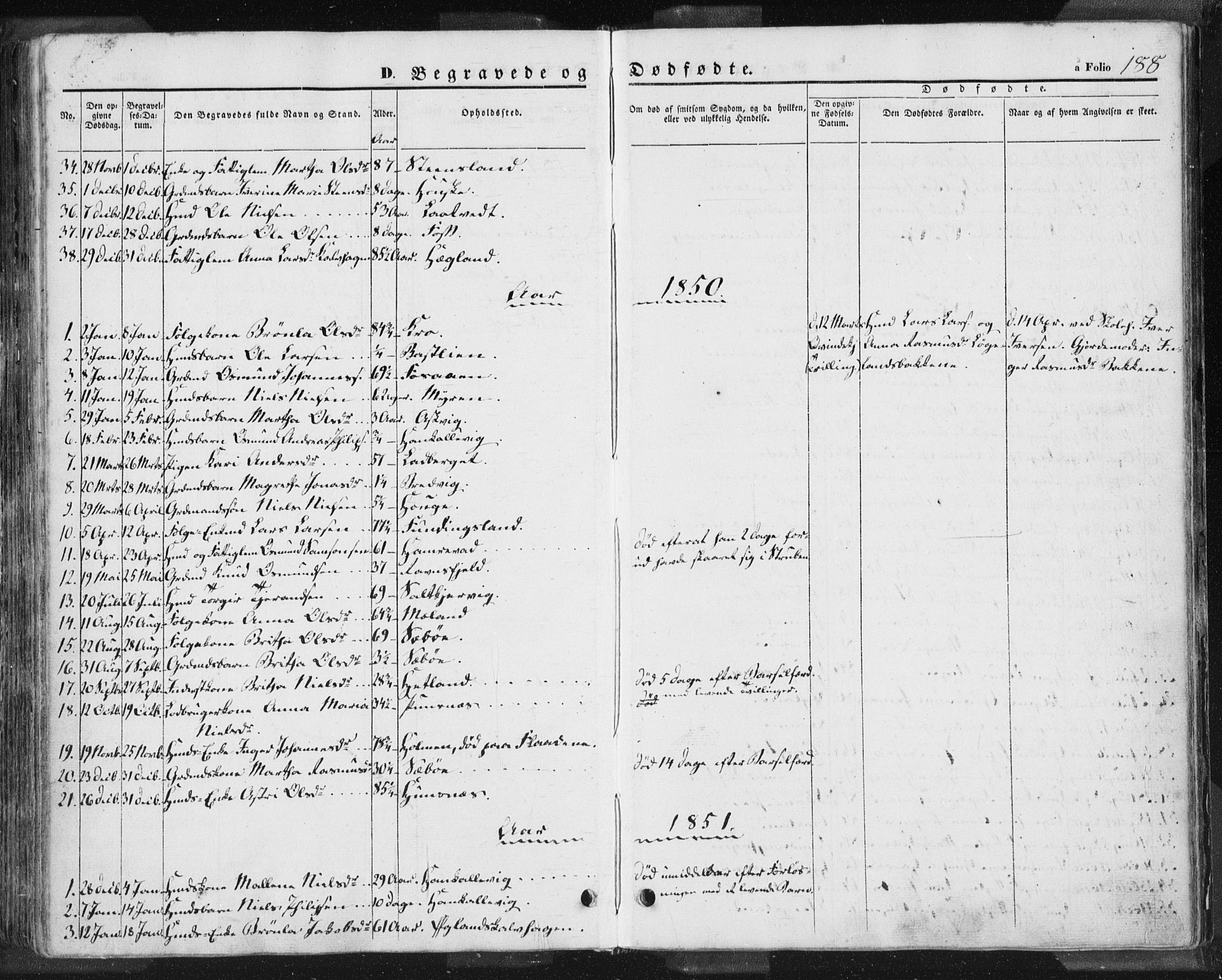 Hjelmeland sokneprestkontor, SAST/A-101843/01/IV/L0009: Parish register (official) no. A 9, 1846-1860, p. 188