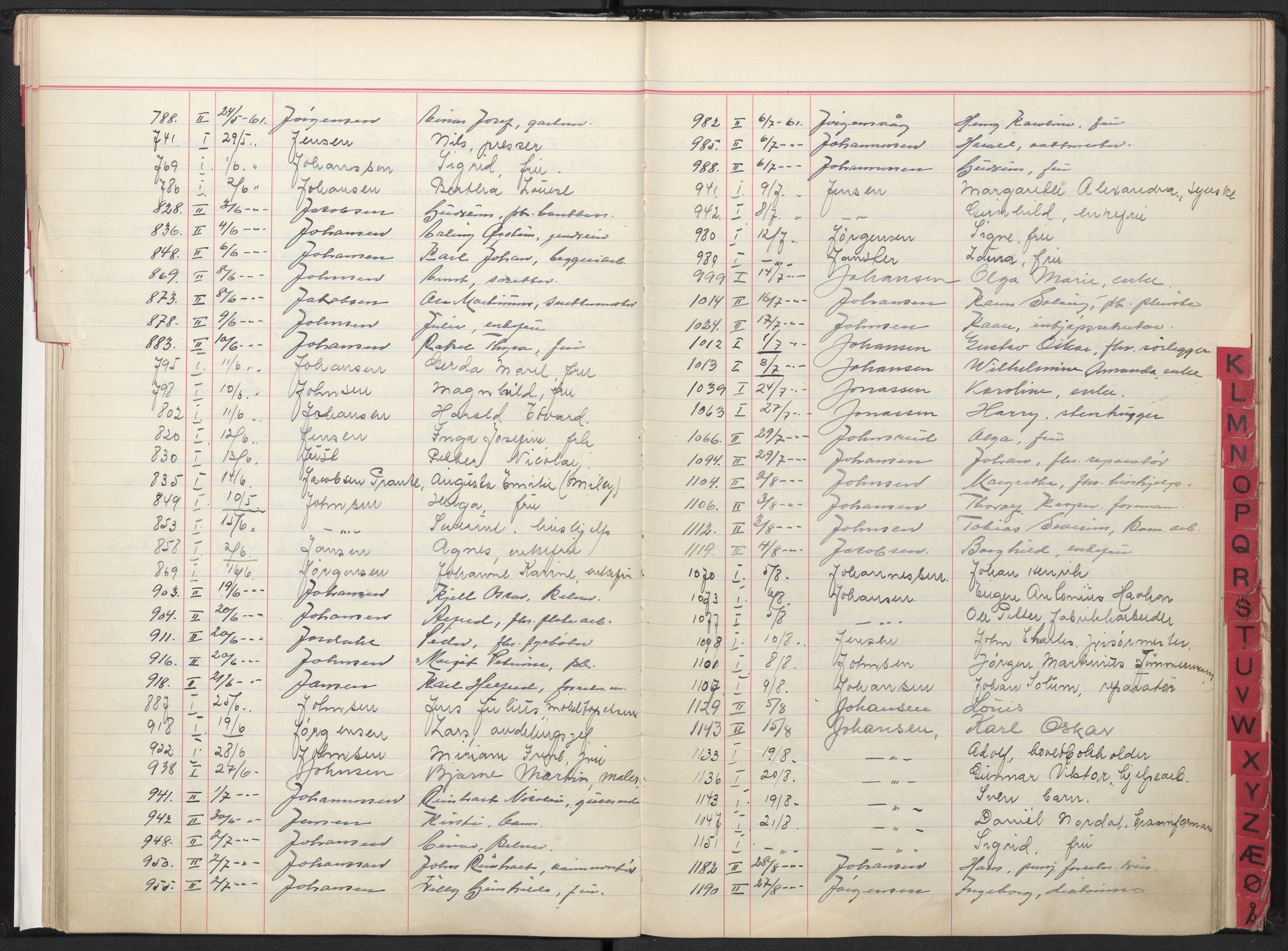 Oslo skifterett, AV/SAO-A-10383/F/Fa/Faa/L0061: Navneregister dødsfallssaker, avd. I-II, 1961