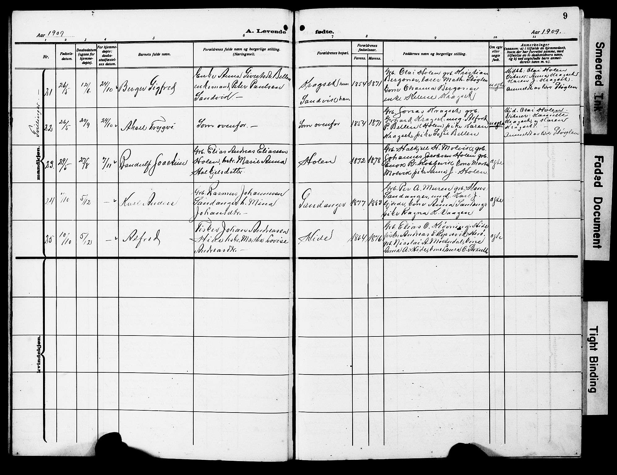 Ministerialprotokoller, klokkerbøker og fødselsregistre - Møre og Romsdal, AV/SAT-A-1454/503/L0050: Parish register (copy) no. 503C05, 1909-1922, p. 9