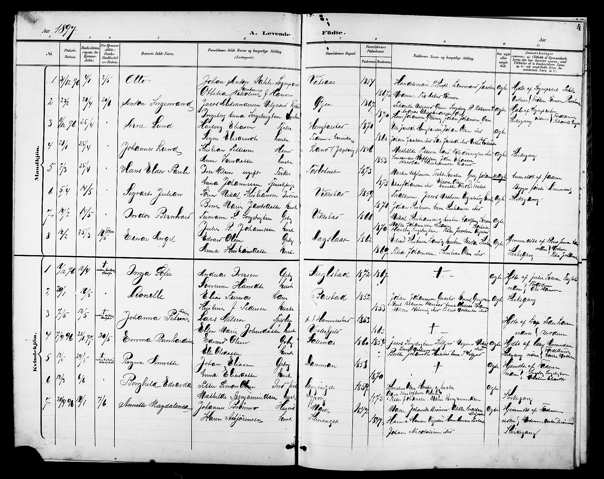 Ministerialprotokoller, klokkerbøker og fødselsregistre - Nordland, AV/SAT-A-1459/810/L0161: Parish register (copy) no. 810C04, 1897-1910, p. 4