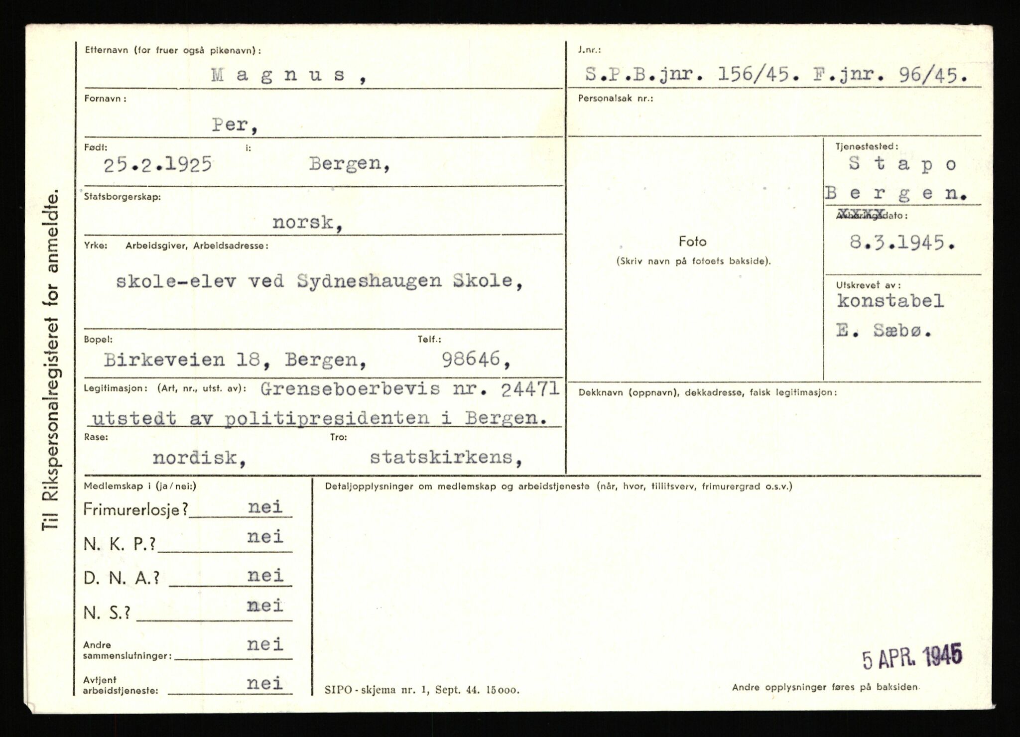 Statspolitiet - Hovedkontoret / Osloavdelingen, AV/RA-S-1329/C/Ca/L0010: Lind - Moksnes, 1943-1945, p. 2484