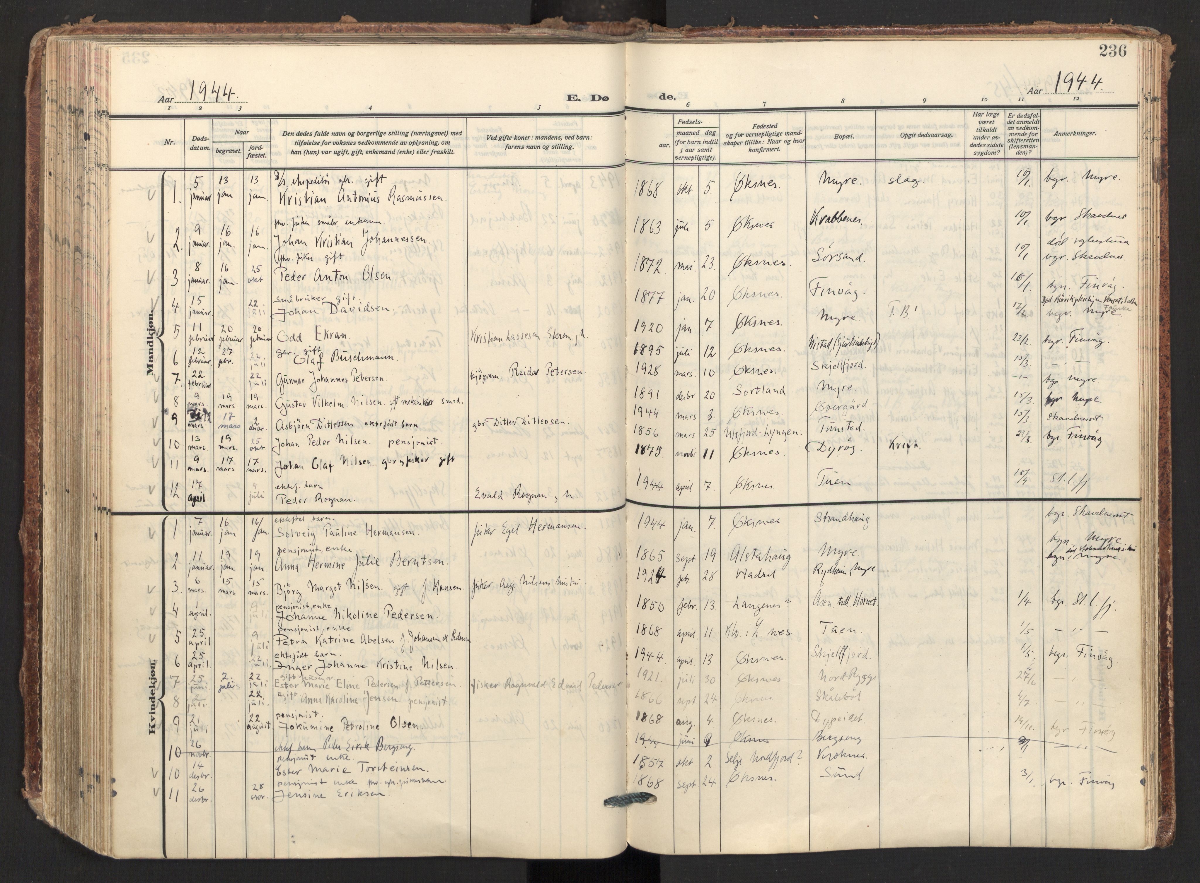 Ministerialprotokoller, klokkerbøker og fødselsregistre - Nordland, AV/SAT-A-1459/893/L1344: Parish register (official) no. 893A16, 1929-1946, p. 236