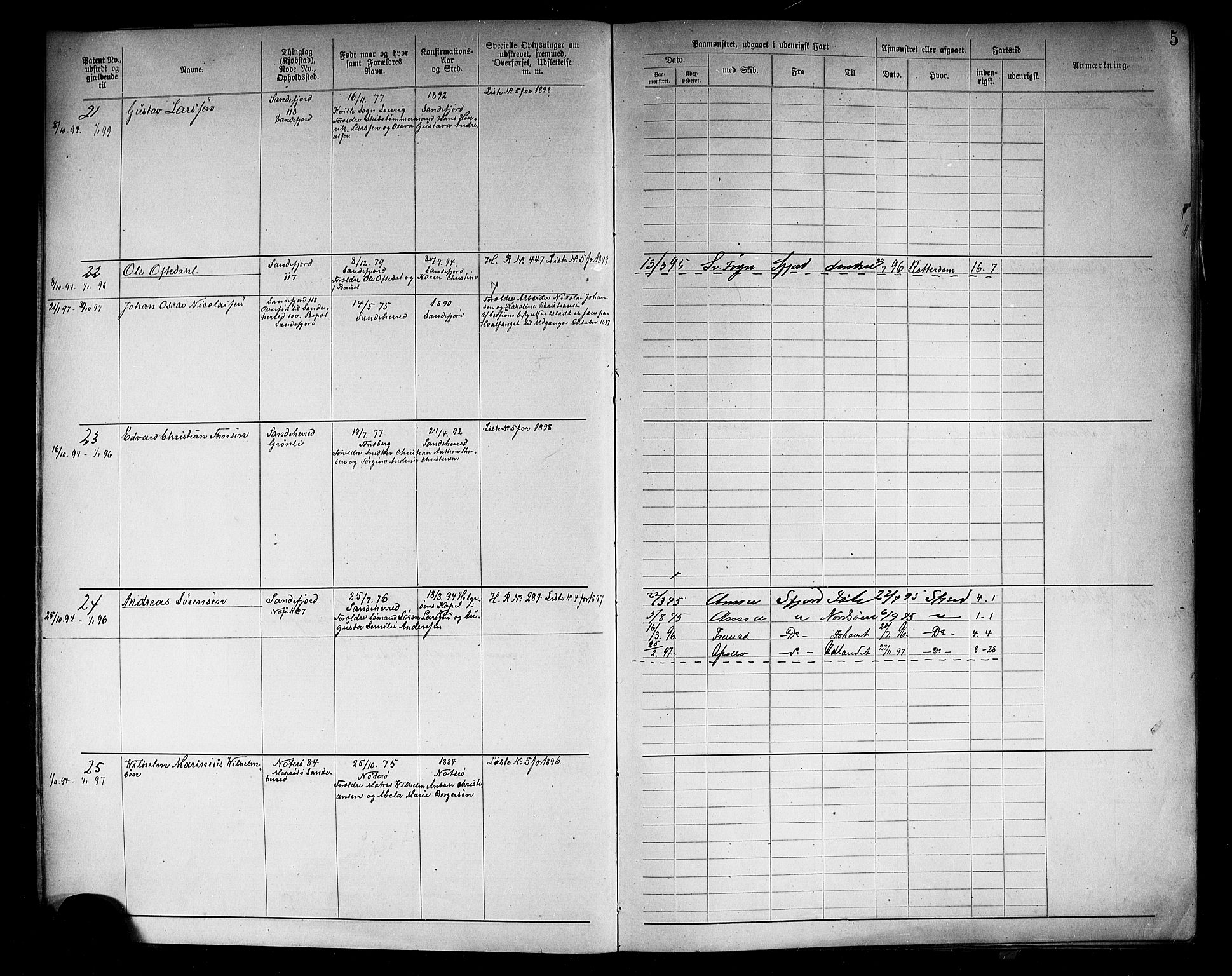 Sandefjord innrulleringskontor, AV/SAKO-A-788/F/Fa/L0005: Annotasjonsrulle, 1894-1911, p. 7