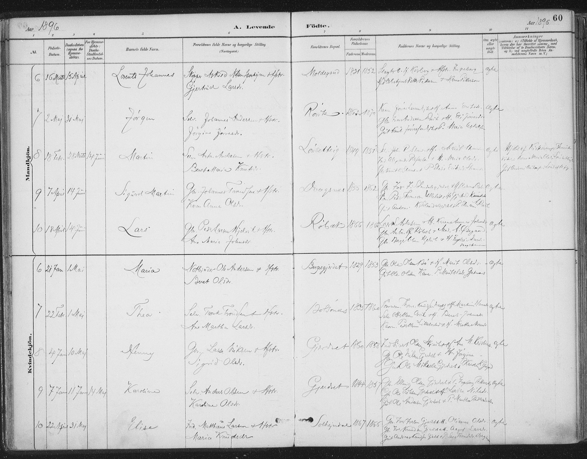 Ministerialprotokoller, klokkerbøker og fødselsregistre - Møre og Romsdal, AV/SAT-A-1454/555/L0658: Parish register (official) no. 555A09, 1887-1917, p. 60