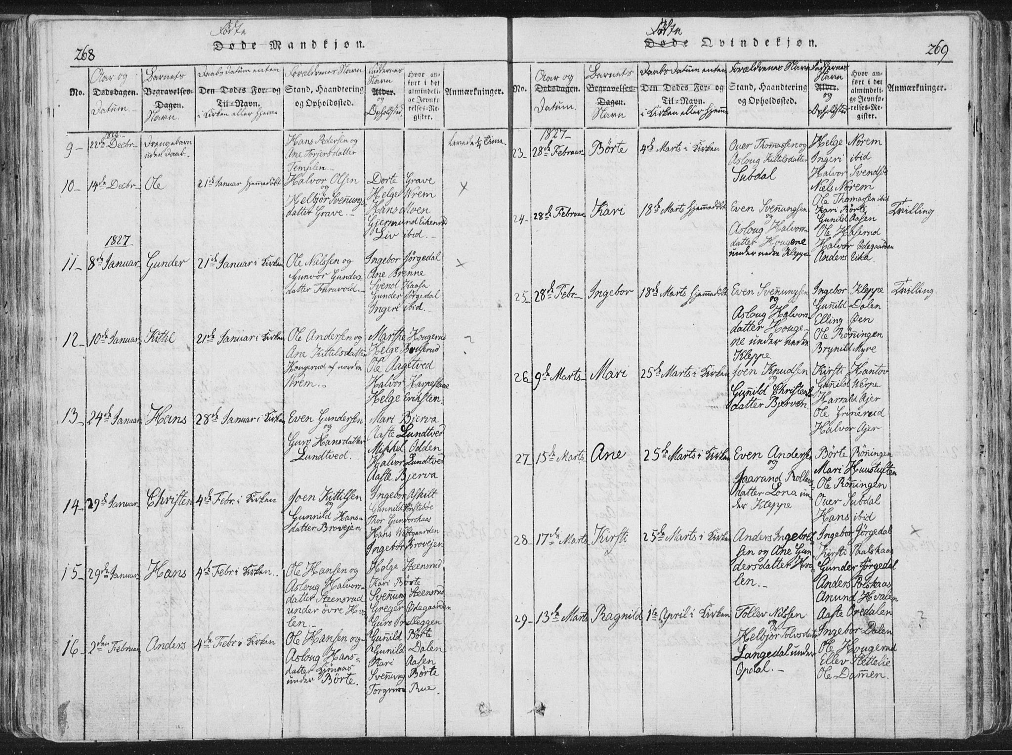 Bø kirkebøker, SAKO/A-257/F/Fa/L0006: Parish register (official) no. 6, 1815-1831, p. 268-269