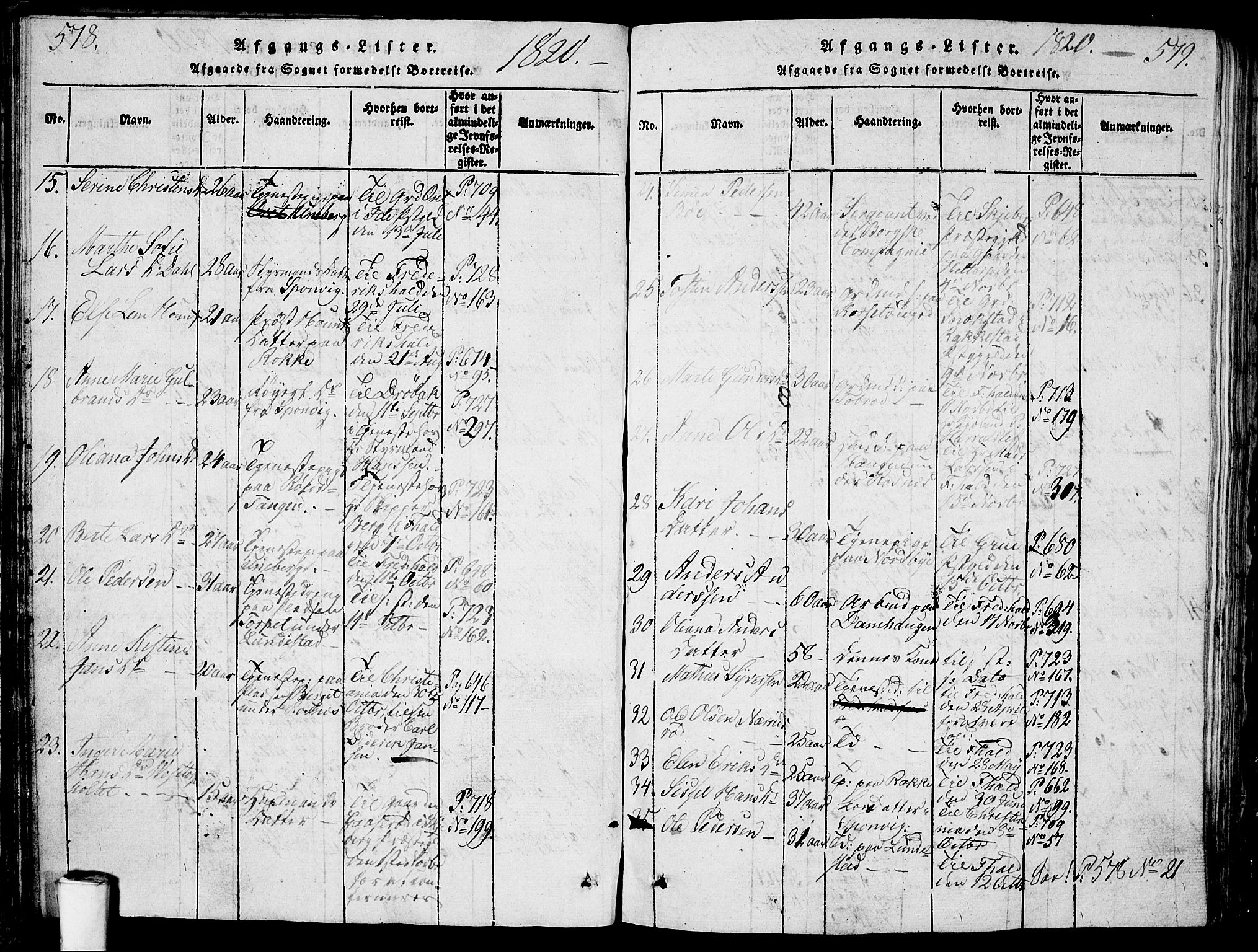 Berg prestekontor Kirkebøker, AV/SAO-A-10902/G/Ga/L0001: Parish register (copy) no. I 1, 1815-1832, p. 578-579