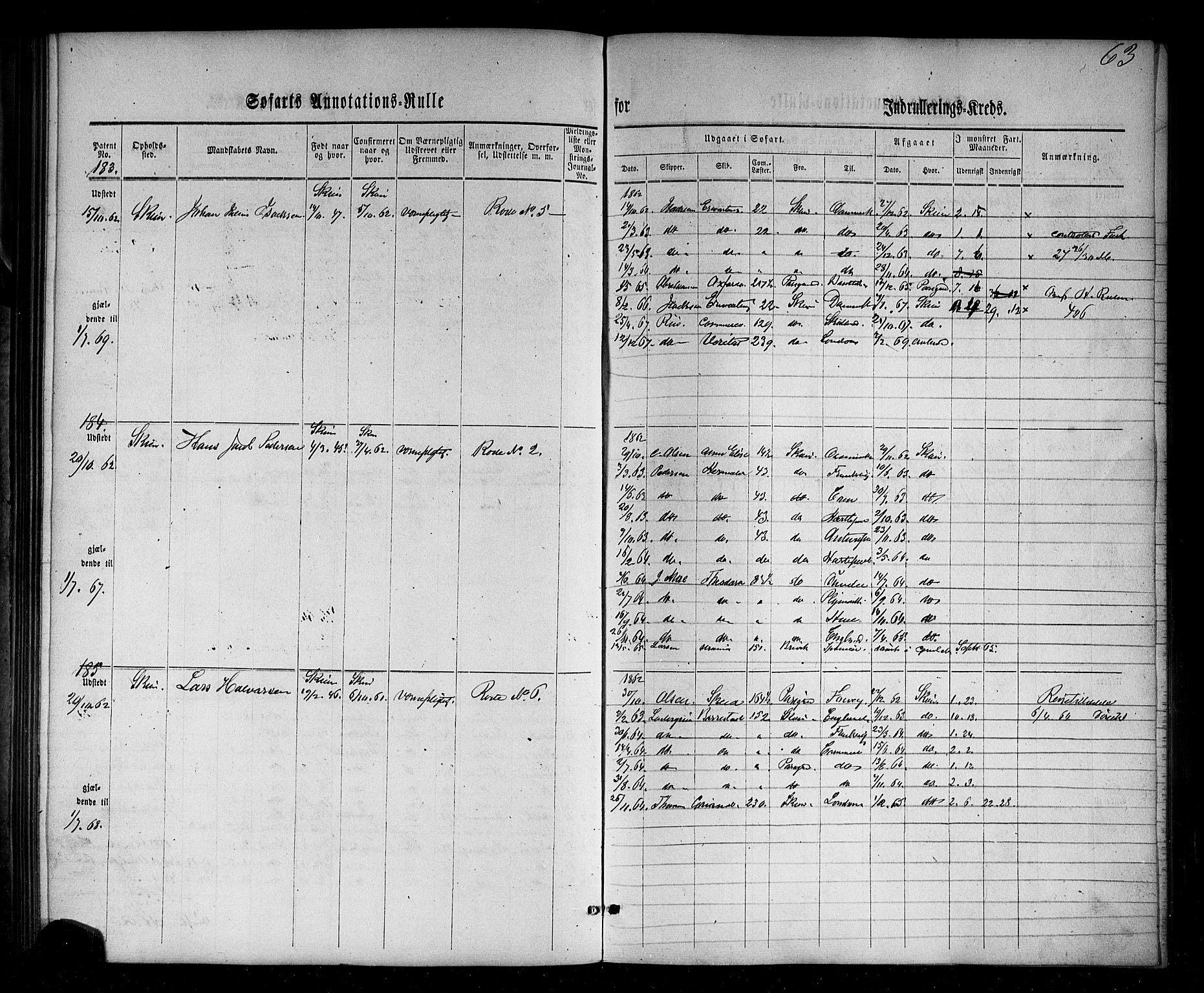 Skien innrulleringskontor, AV/SAKO-A-832/F/Fc/L0001: Annotasjonsrulle, 1860-1868, p. 87