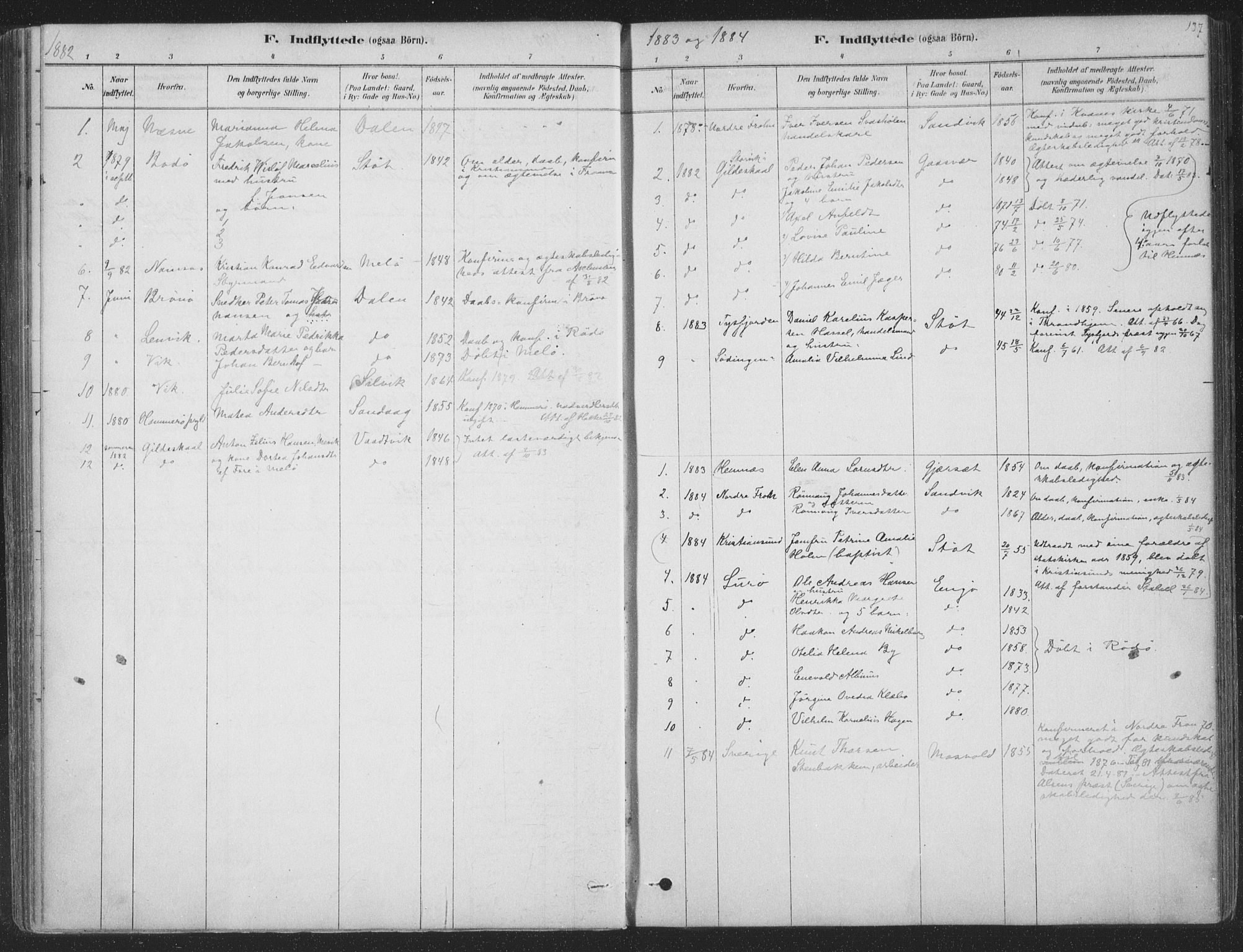 Ministerialprotokoller, klokkerbøker og fødselsregistre - Nordland, SAT/A-1459/843/L0627: Parish register (official) no. 843A02, 1878-1908, p. 137