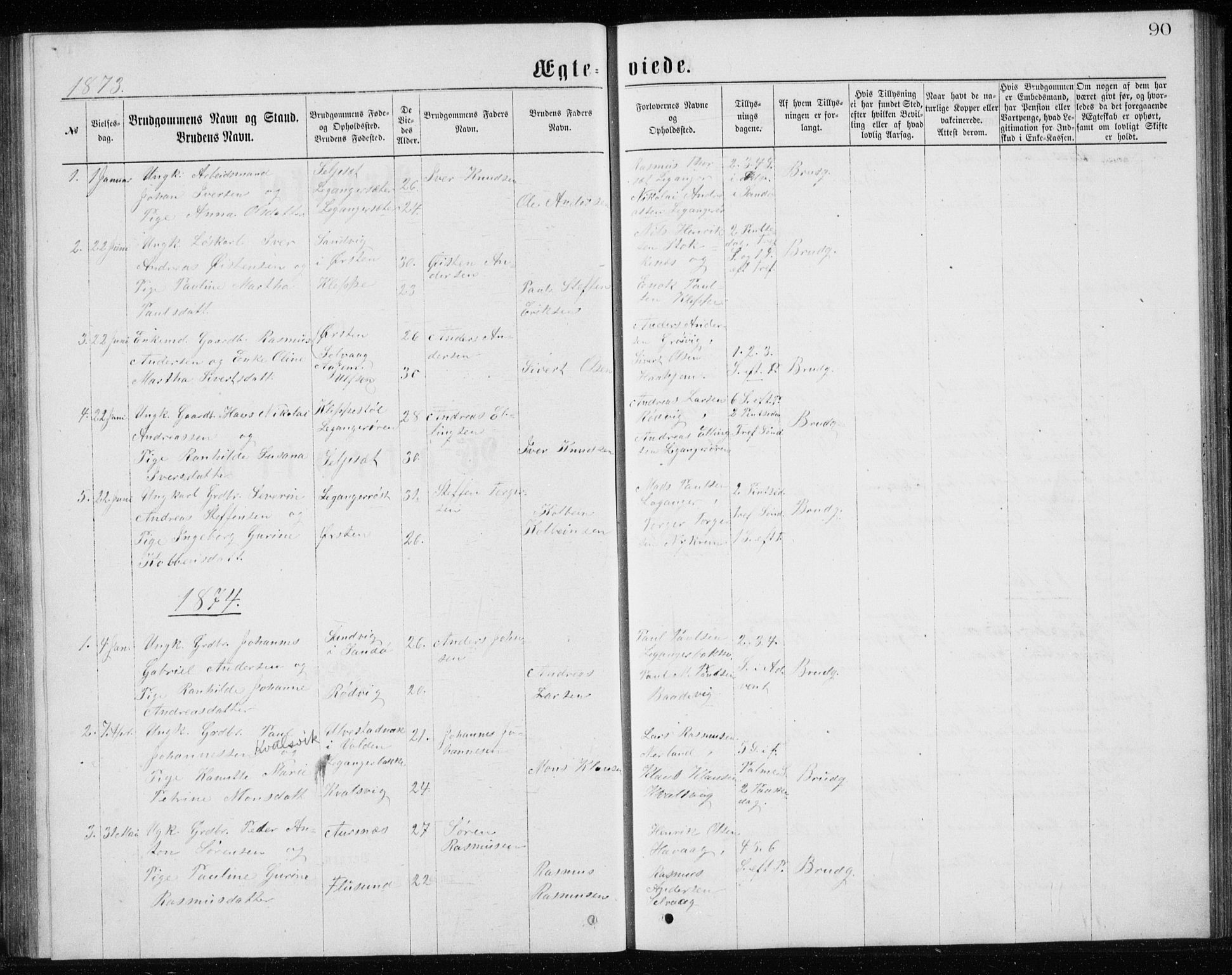 Ministerialprotokoller, klokkerbøker og fødselsregistre - Møre og Romsdal, AV/SAT-A-1454/508/L0097: Parish register (copy) no. 508C01, 1873-1897, p. 90