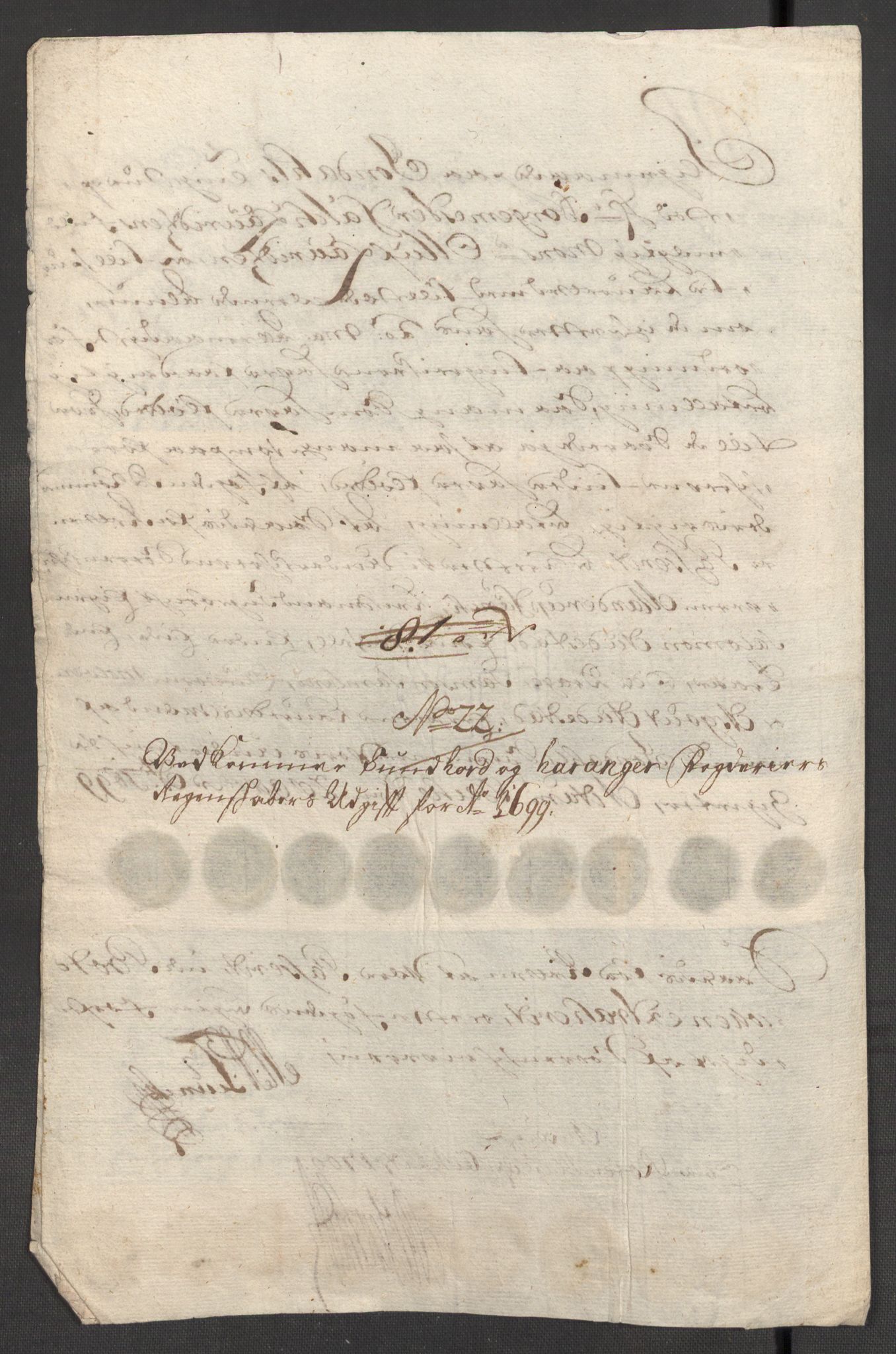 Rentekammeret inntil 1814, Reviderte regnskaper, Fogderegnskap, AV/RA-EA-4092/R48/L2978: Fogderegnskap Sunnhordland og Hardanger, 1699, p. 432