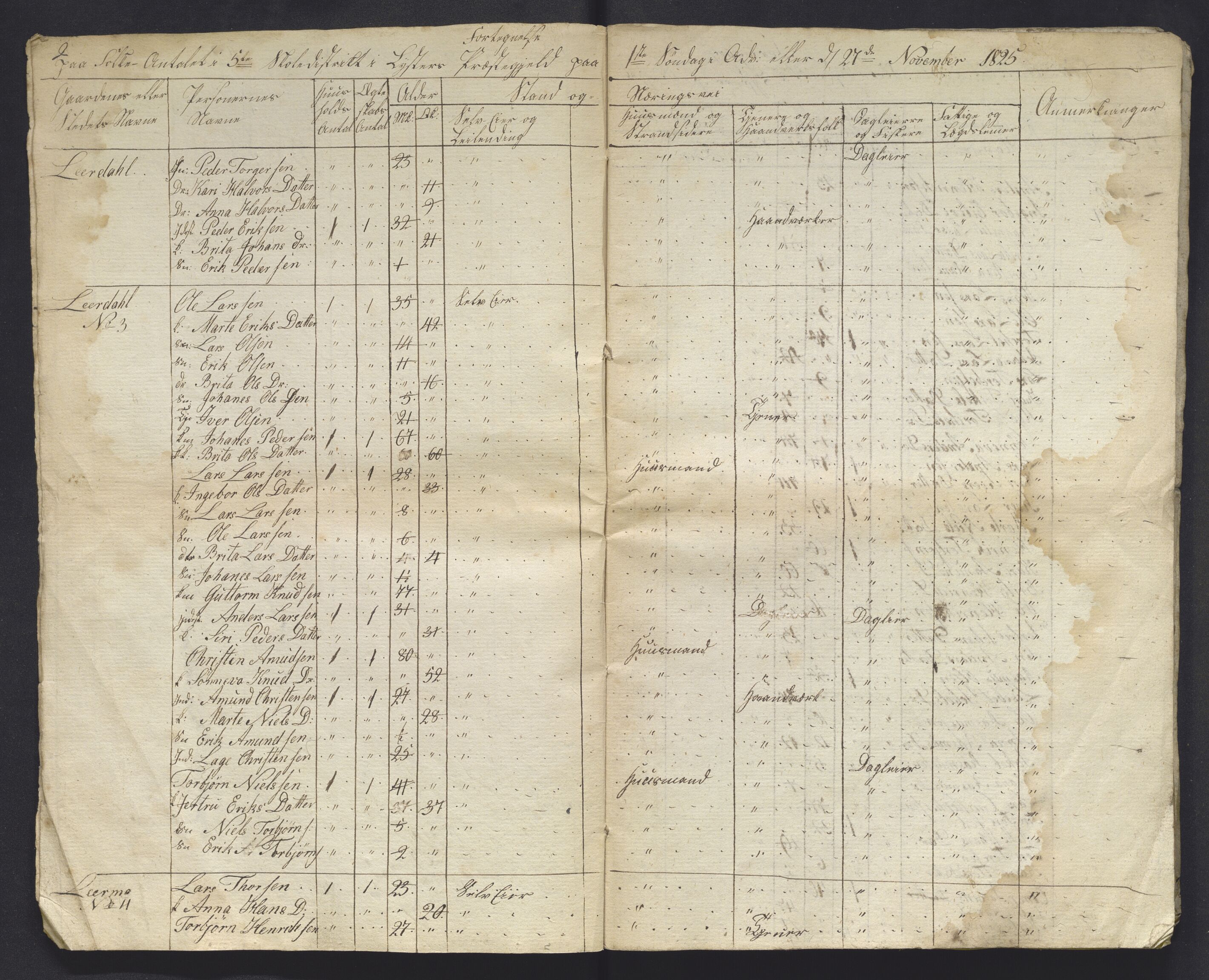 , 1825 Census for Luster parish, 1825, p. 96