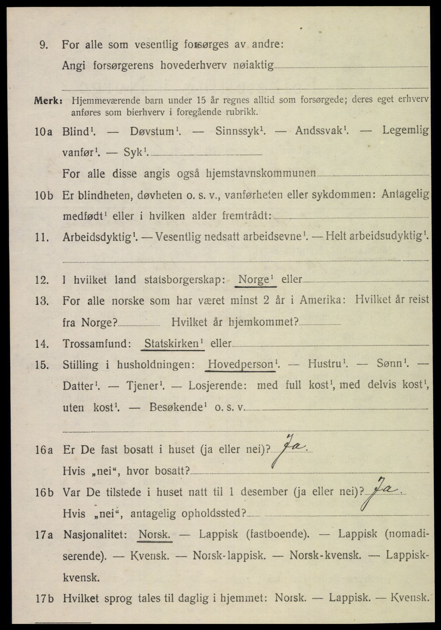 SAT, 1920 census for Snåsa, 1920, p. 1197