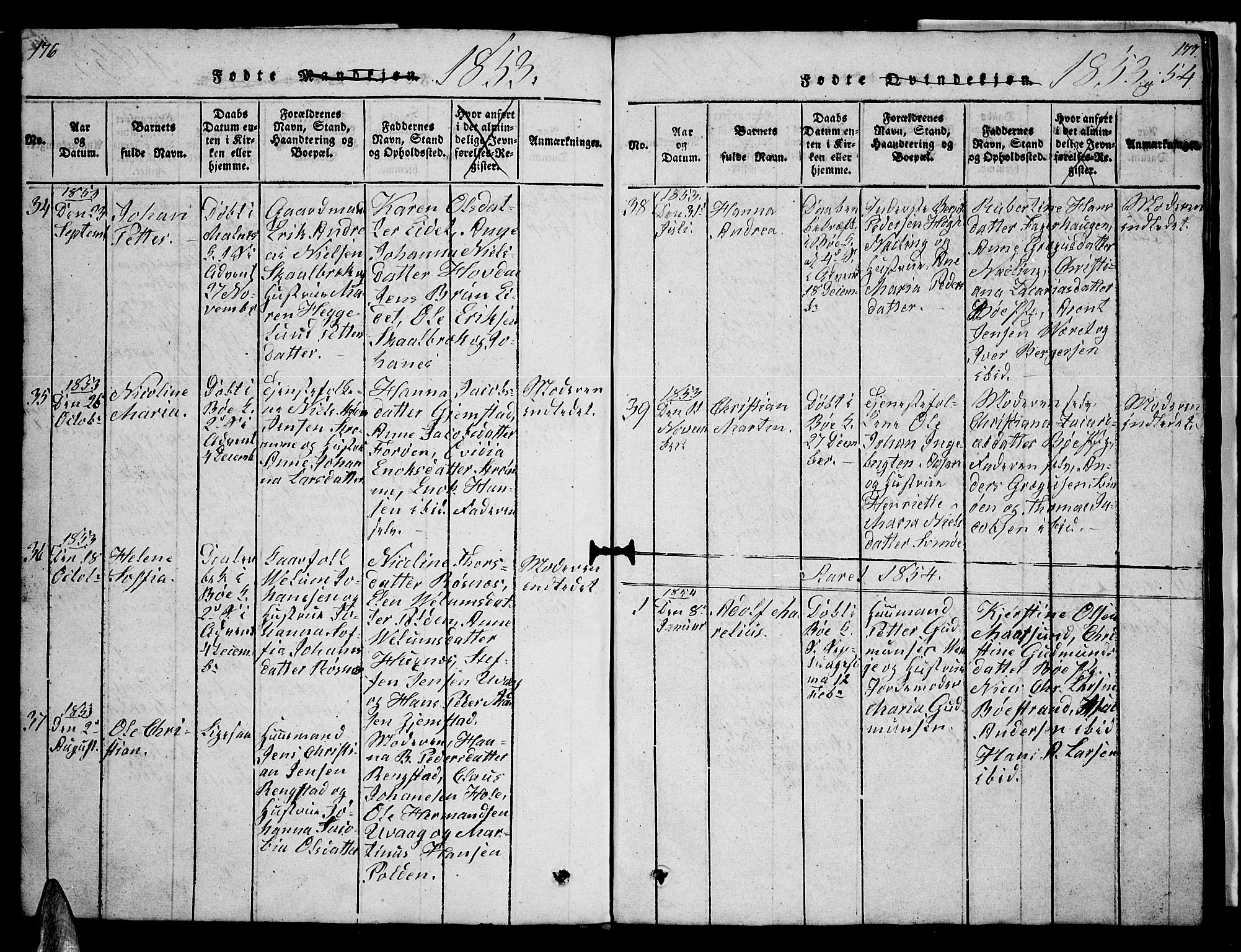 Ministerialprotokoller, klokkerbøker og fødselsregistre - Nordland, AV/SAT-A-1459/891/L1312: Parish register (copy) no. 891C01, 1820-1856, p. 176-177