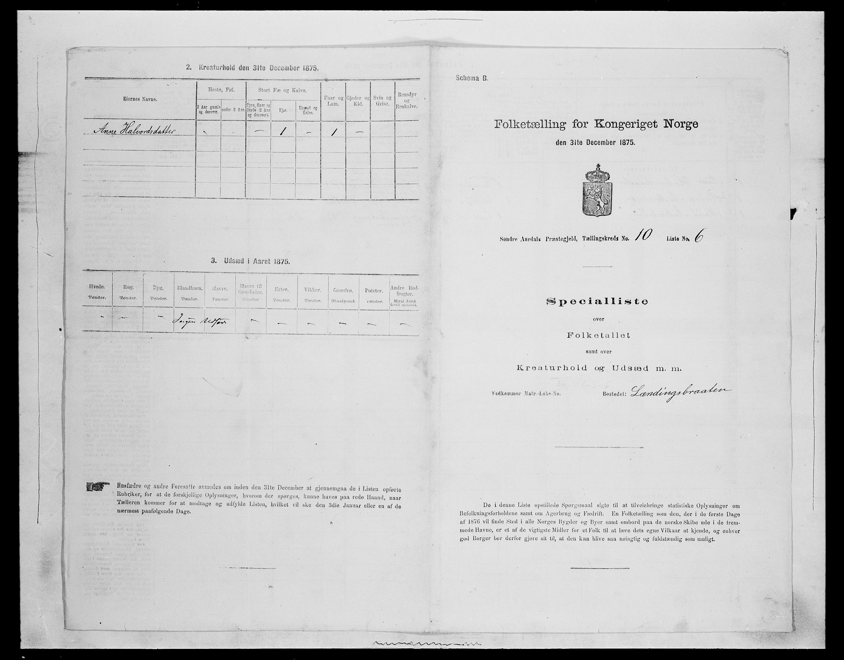 SAH, 1875 census for 0540P Sør-Aurdal, 1875, p. 1682