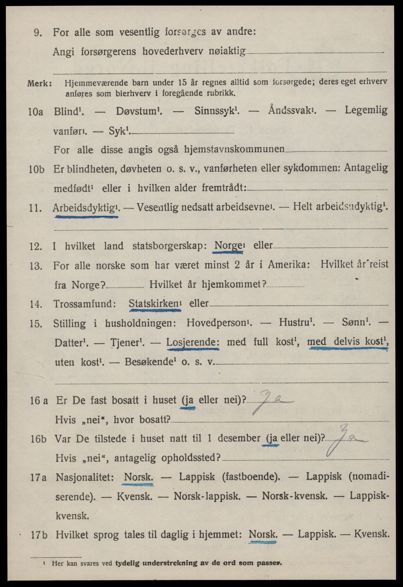 SAT, 1920 census for Ørland, 1920, p. 2460